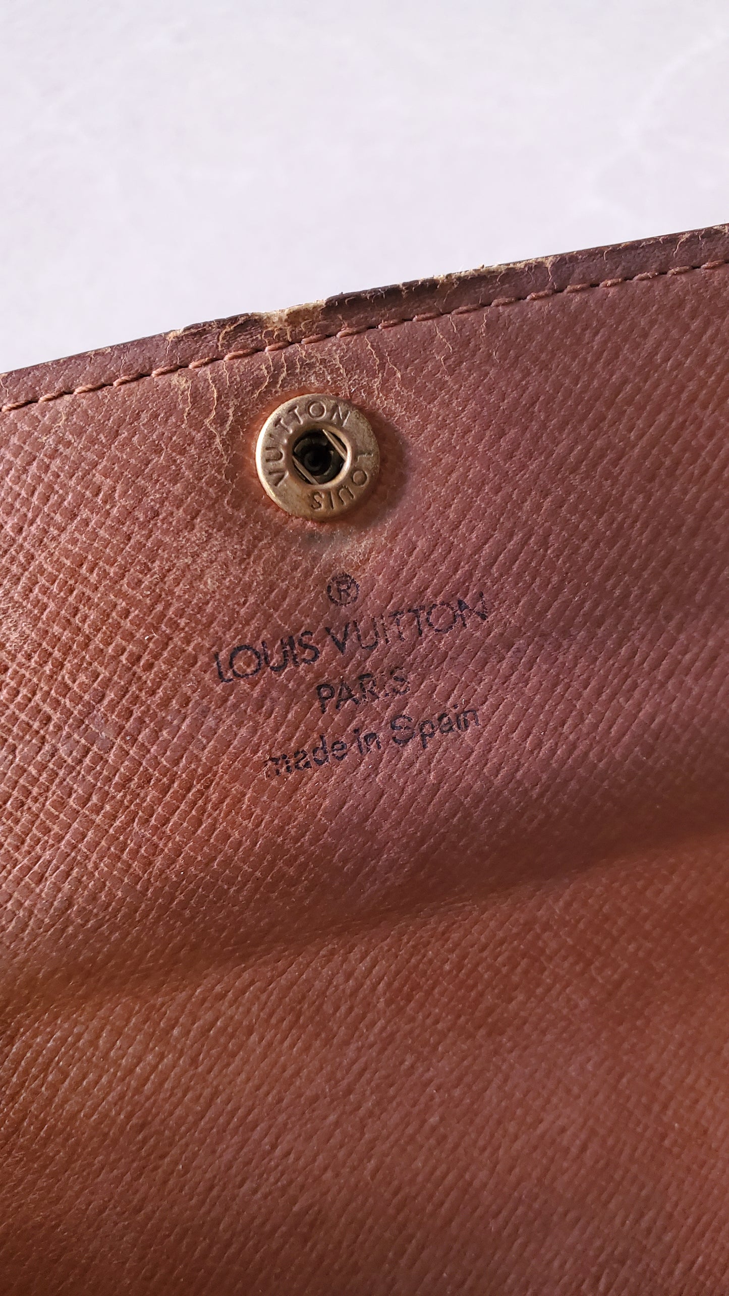 Authentic Louis Vuitton (CA0937) Upcycle Long Brown Wallet on Chain