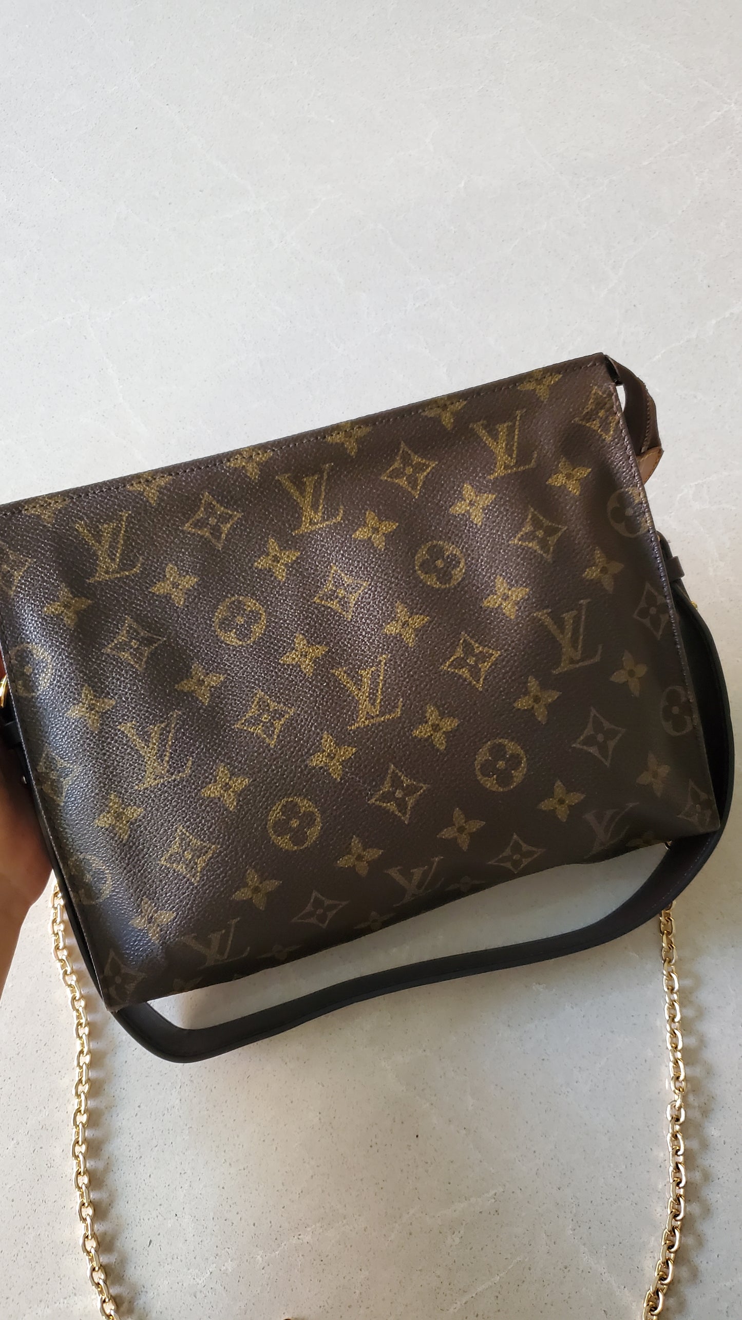 Authentic Vintage Louis Vuitton Upcycle Pouch on Chain & Strap