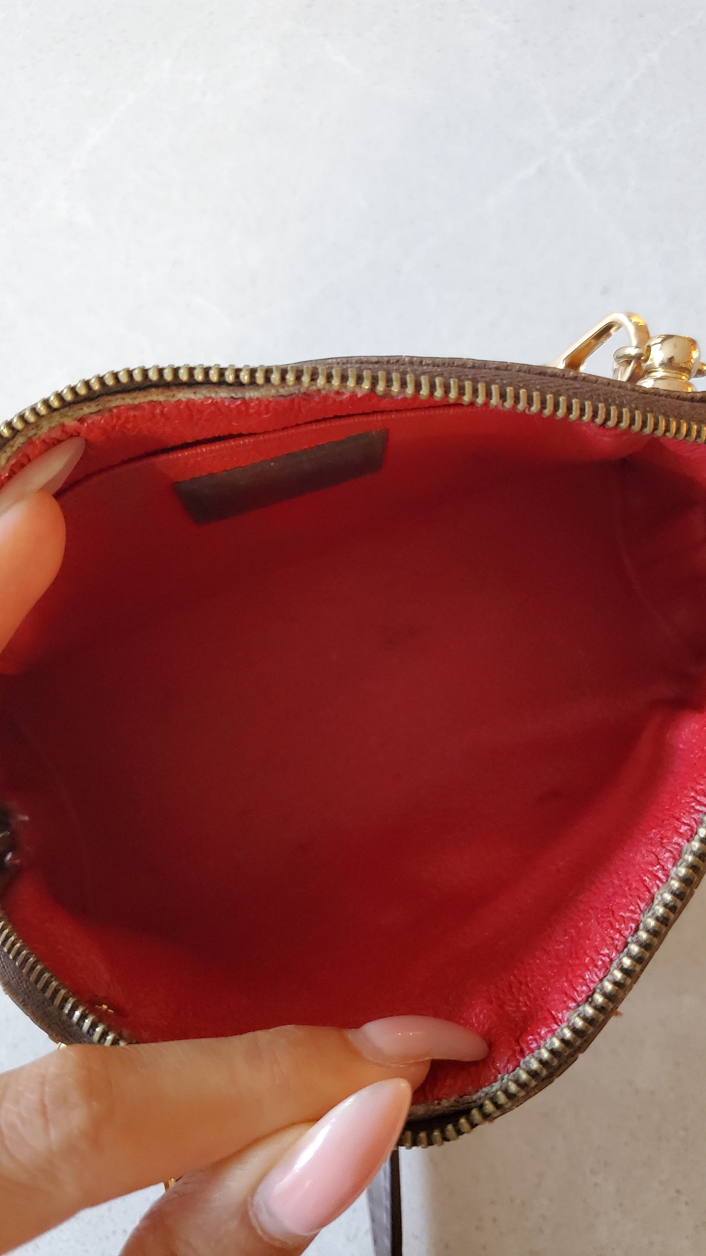 Authentic Louis Vuitton Upcycle Brown Ebene Pouch on Chain & Strap