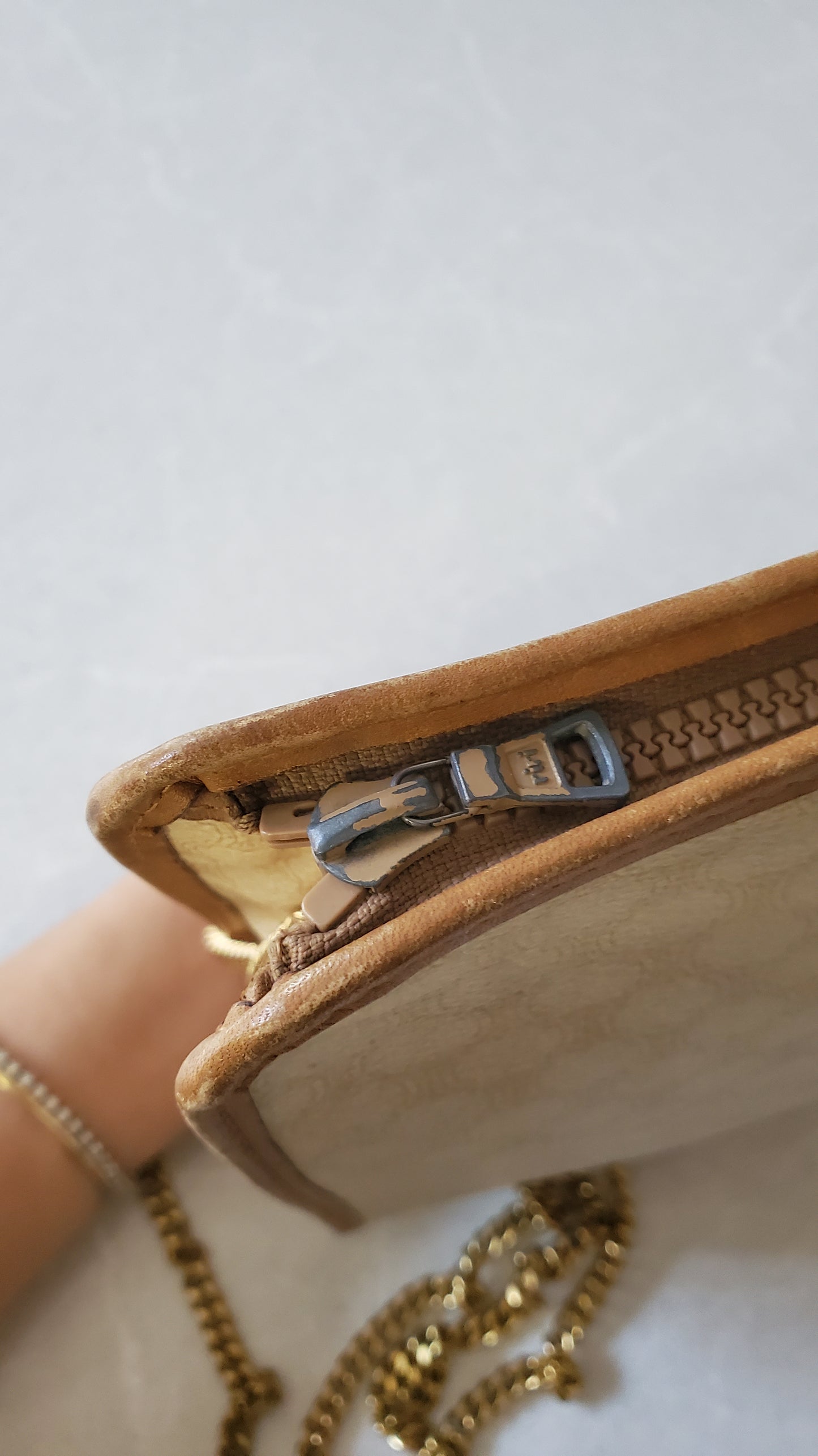 Authentic Vintage Celine Upcycle White Purse on Chain
