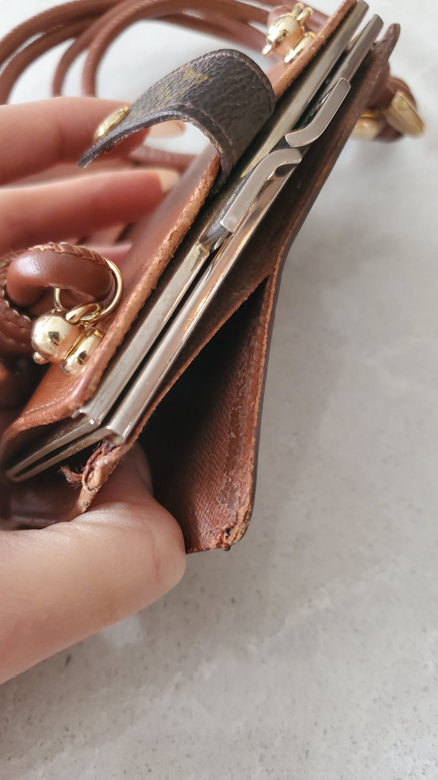 Authentic Vintage Louis Vuitton Upcycle Small Compact Wallet with Strap