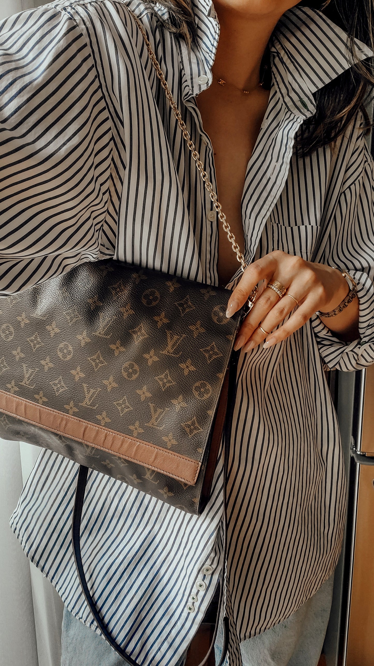 Authentic Vintage Louis Vuitton Upcycle (Large) Purse on Strap & Chain