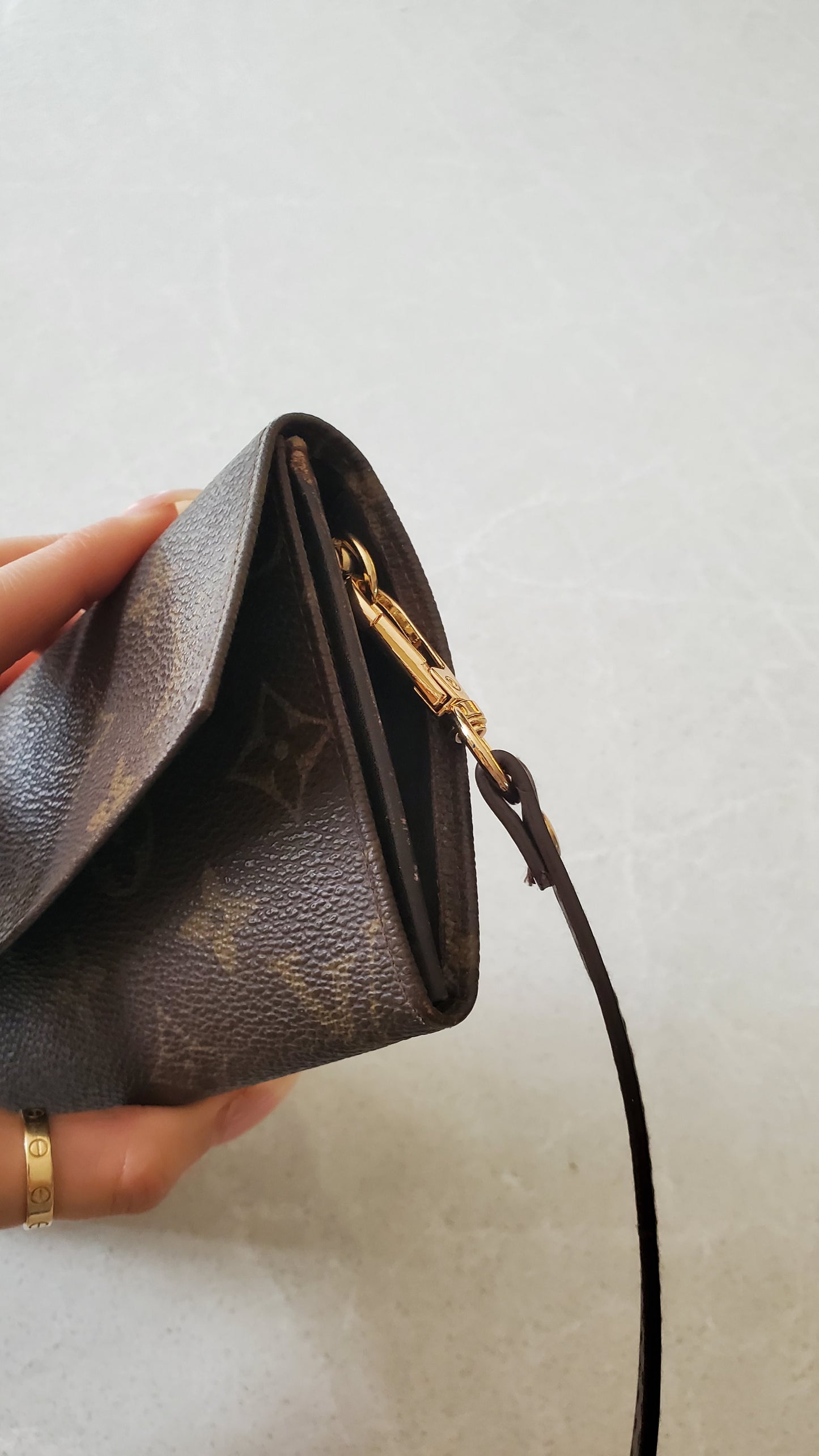 Authentic Vintage Louis Vuitton Monogram Upcycle Long Wallet on Strap