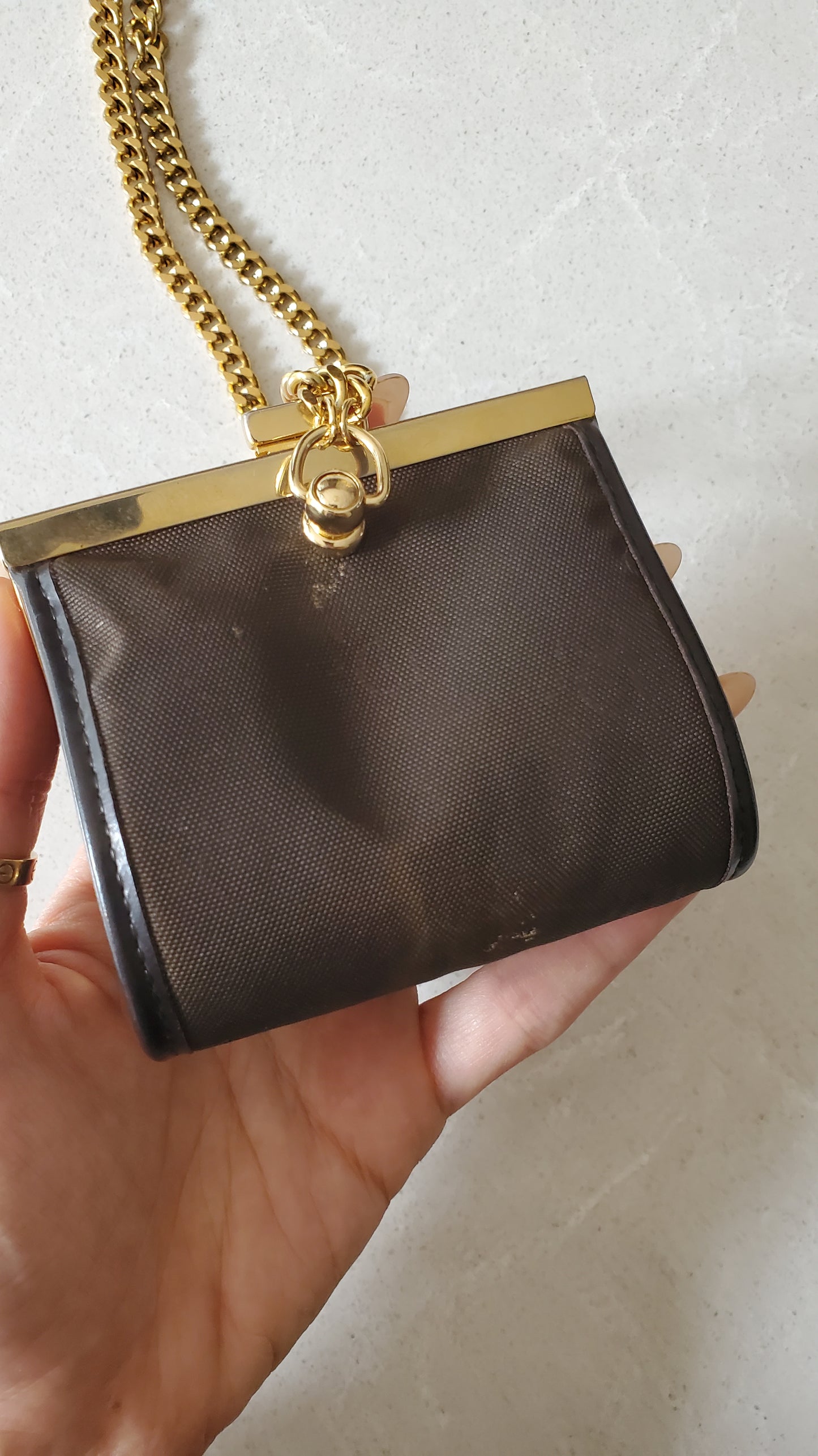 Authentic Vintage Dior Upcycle Versatile Black Mini Pouch on Chain