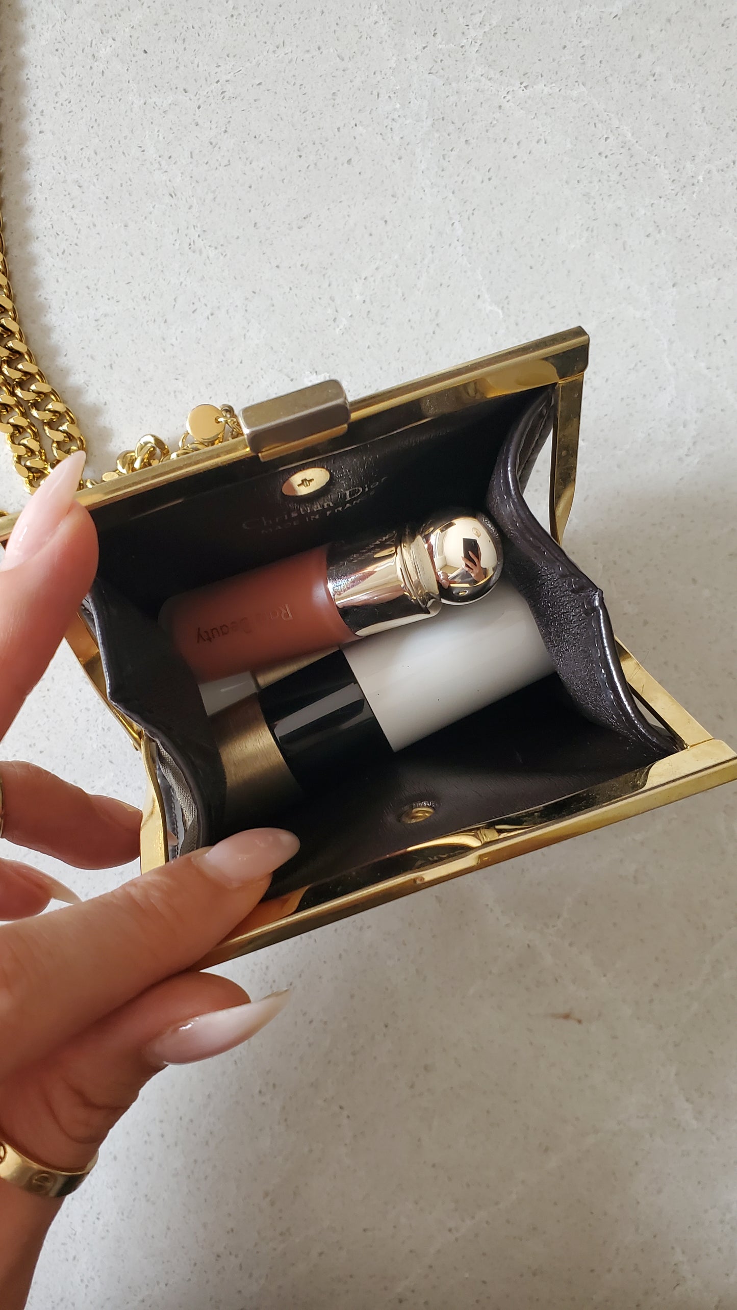 Authentic Vintage Dior Upcycle Versatile Black Mini Pouch on Chain