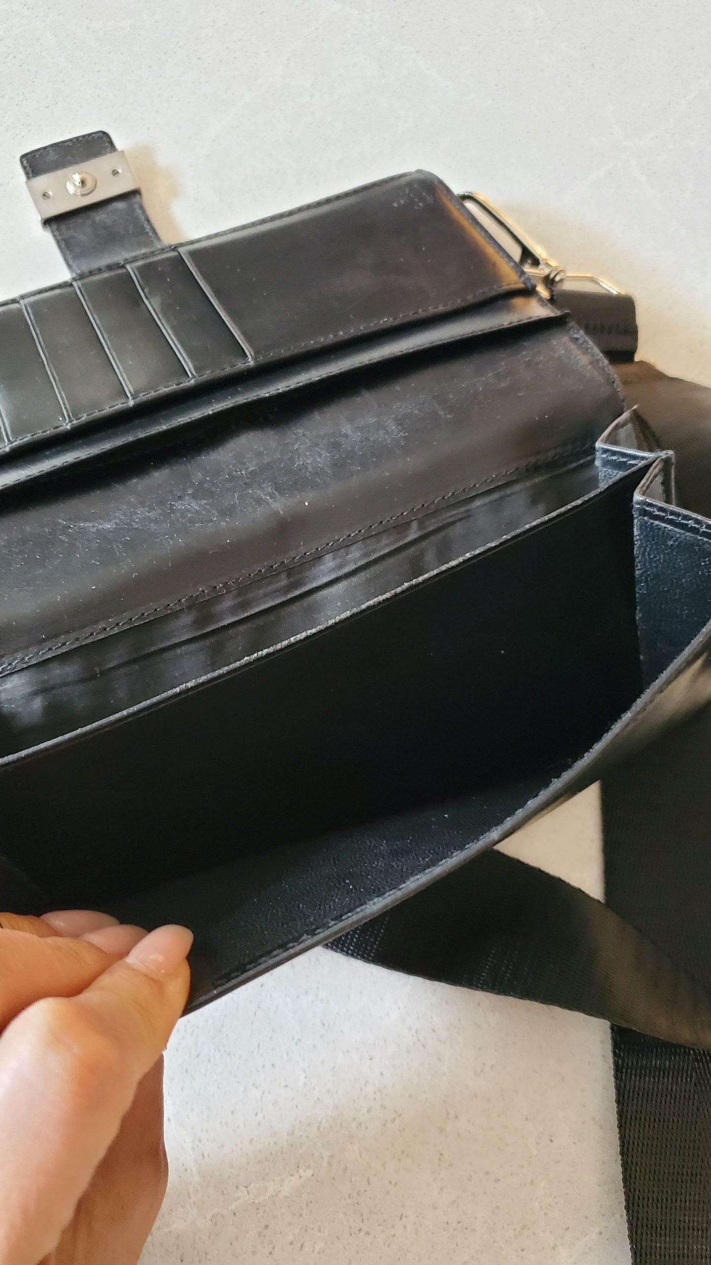Authentic Gucci Upcycle Black/ Fabric Canvas Long Wallet on Strap & Chain