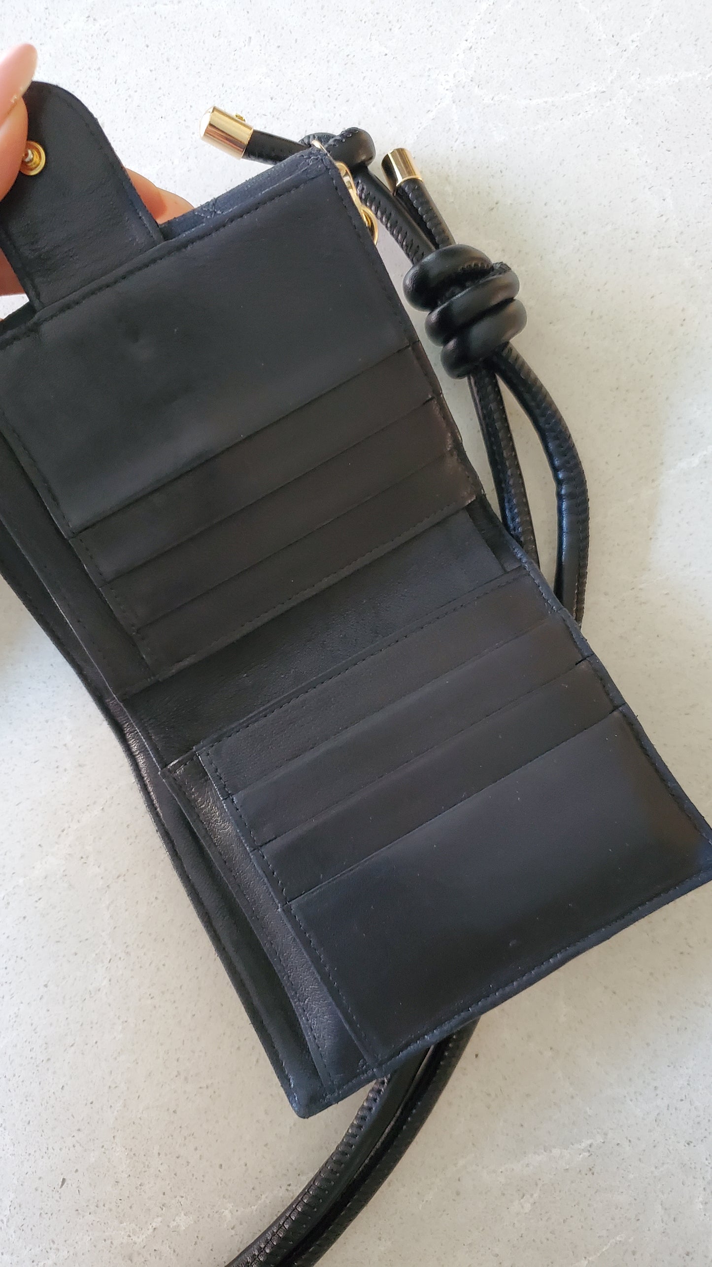 Authentic Chanel Upcycle Black Lambskin Small Wallet on Strap