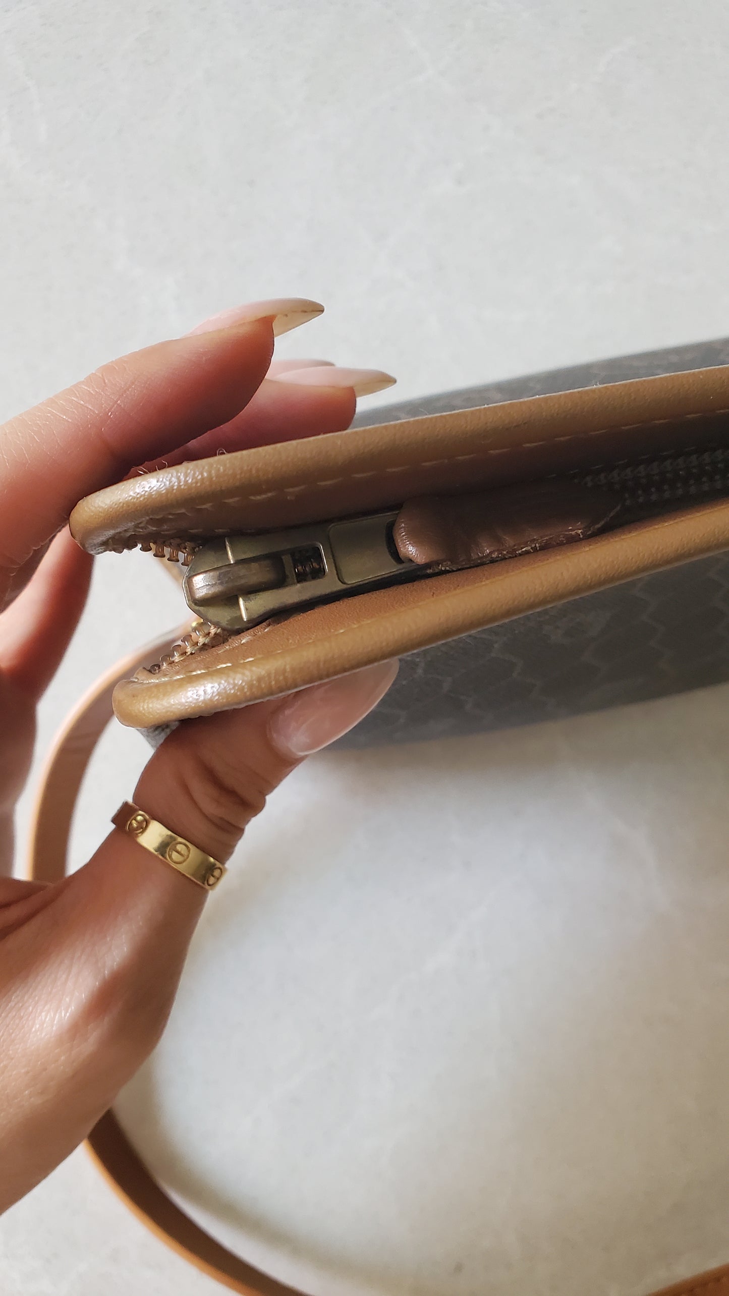 Authentic Vintage Dior Tan Purse on Strap & Chain