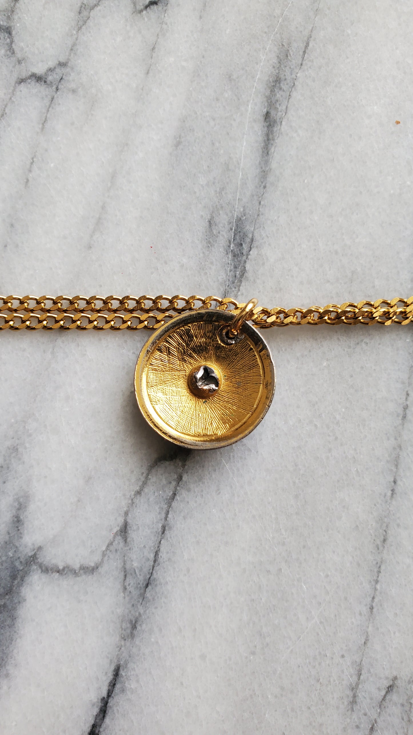 Authentic Vintage Christian Dior Button Upcycle Gold Thin Layers Necklace