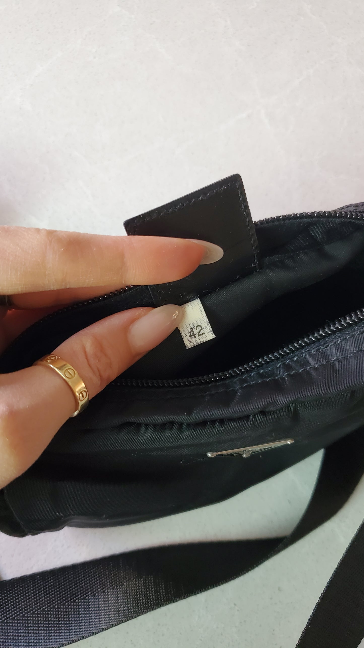 Authentic Prada Upcycle Versatile Black Nylon Small Pouch with Chain & Strap