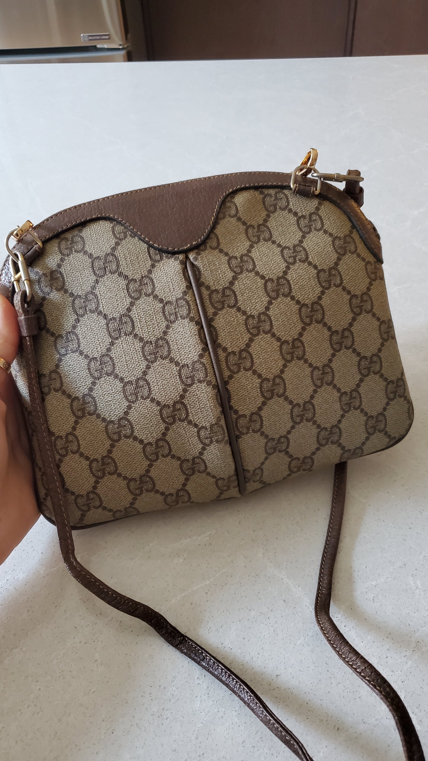 Authentic Vintage Gucci Upcycle Purse on Chain & Strap (Pearl)