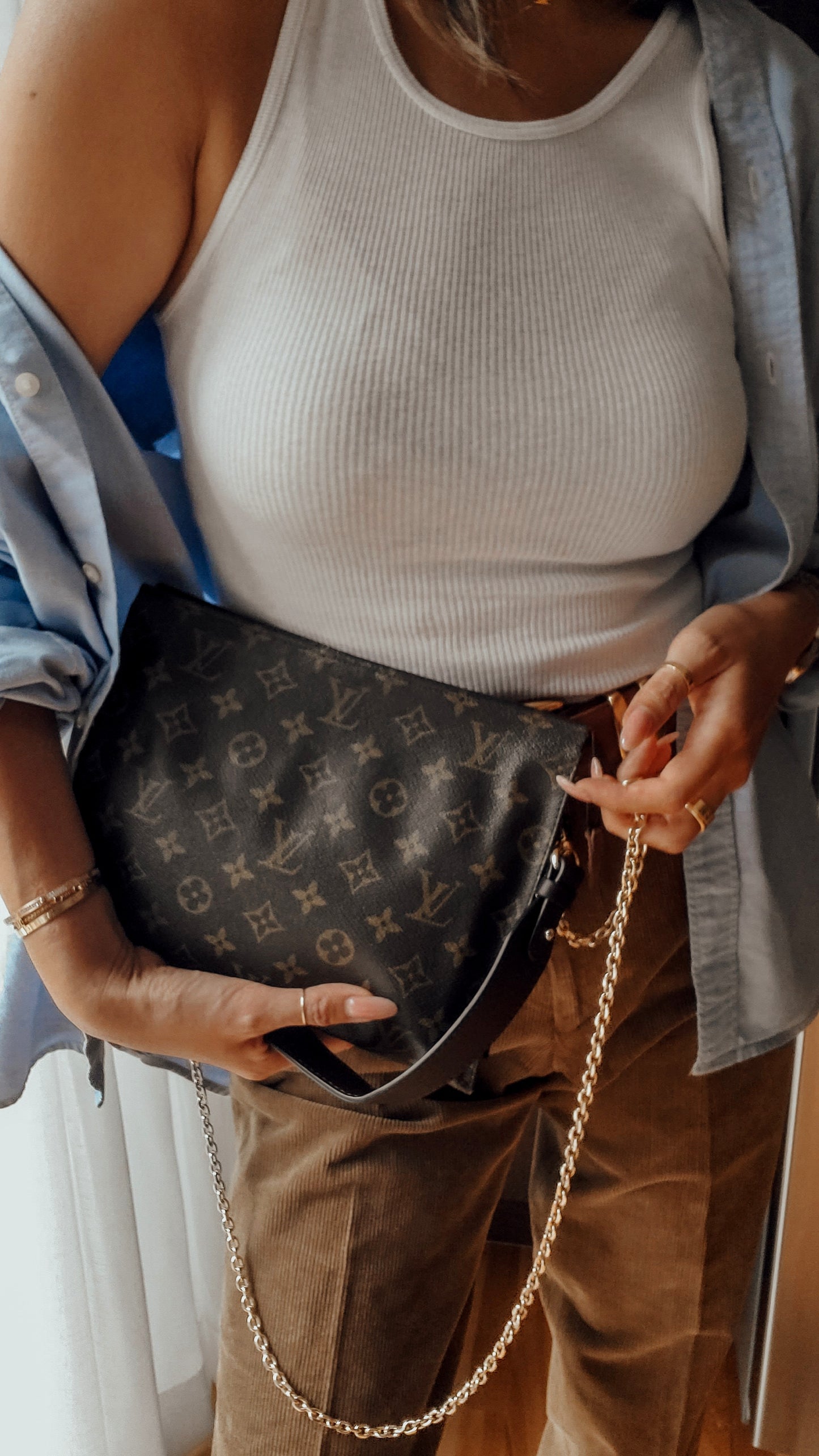 Authentic Vintage Louis Vuitton Upcycle Pouch on Chain & Strap