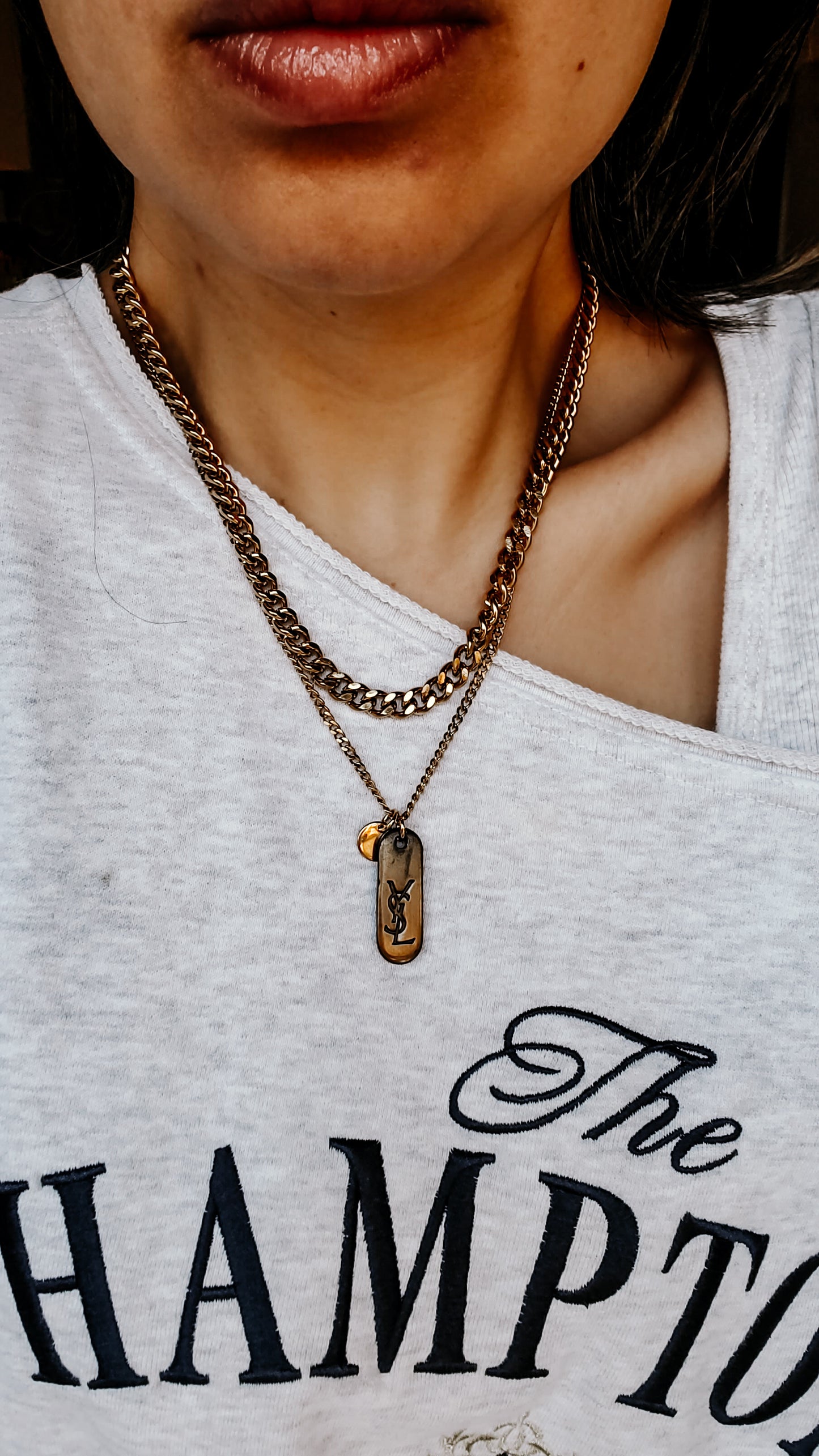 Authentic Yves Saint Laurent Upcycle Double Layers Necklace