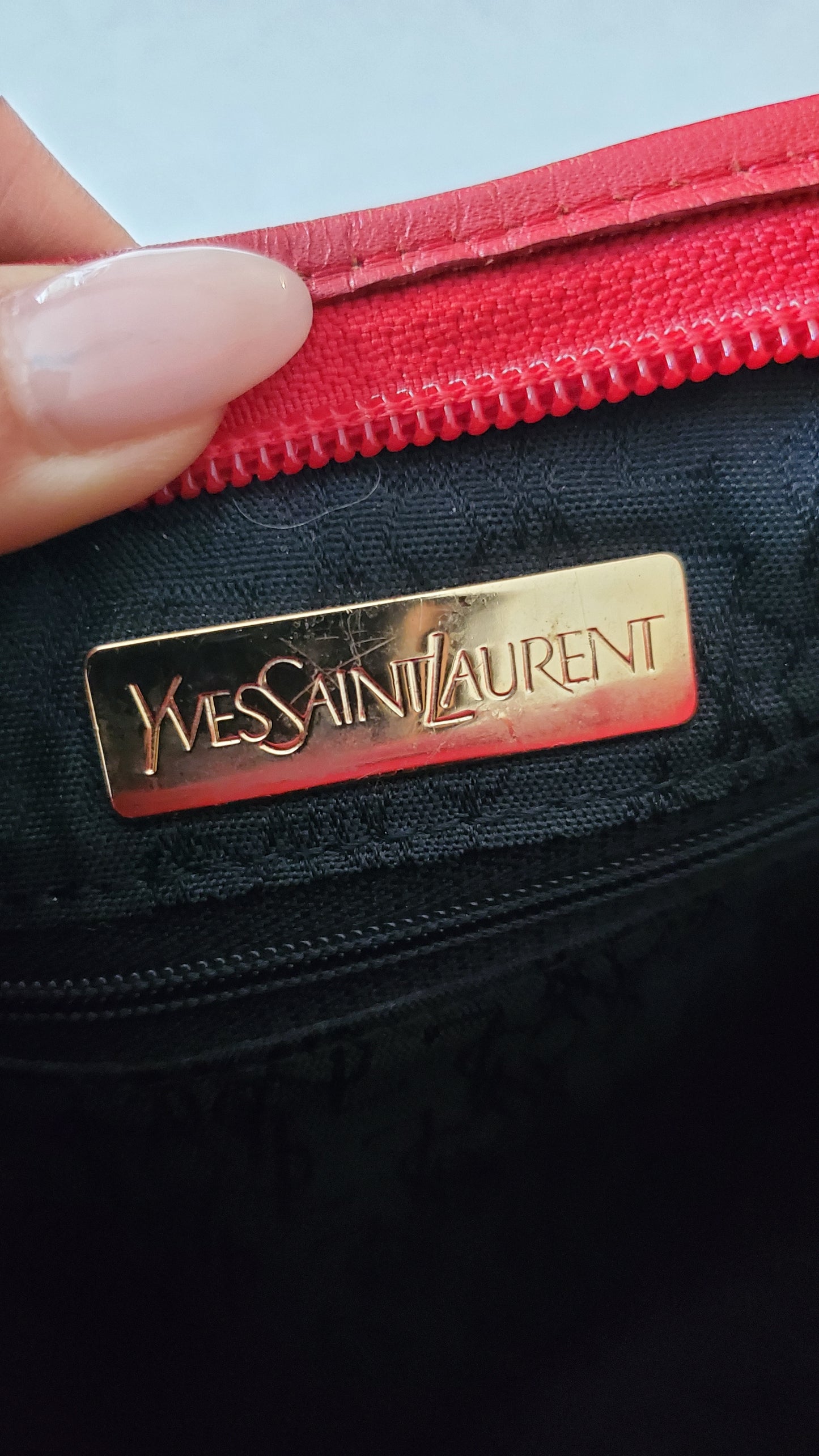 Authentic Vintage YSL Yves Saint Laurent Upcycle Red Purse on Chains