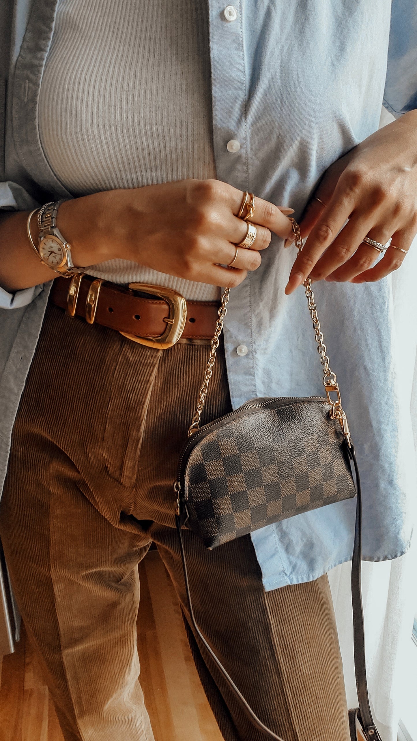Authentic Louis Vuitton Upcycle Brown Ebene Pouch on Chain & Strap
