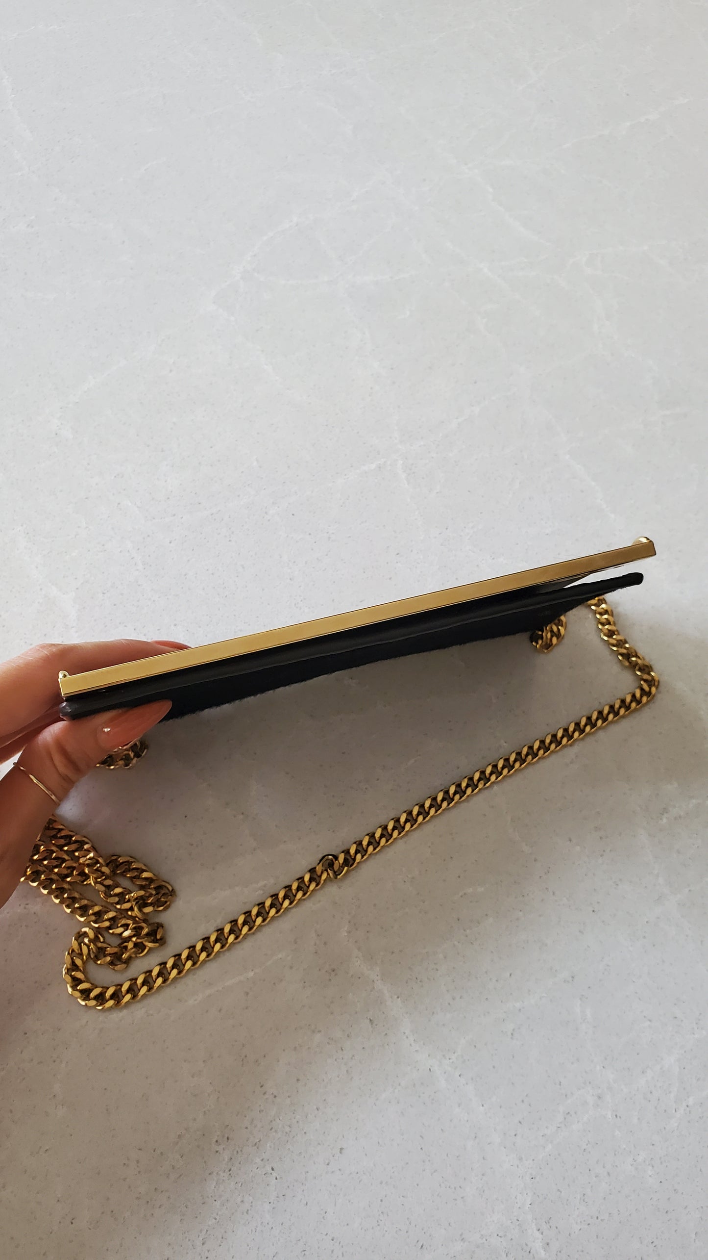 Authentic Unique Vintage Gucci Upcycle Versatile Black Furry Flap Wallet on Chain