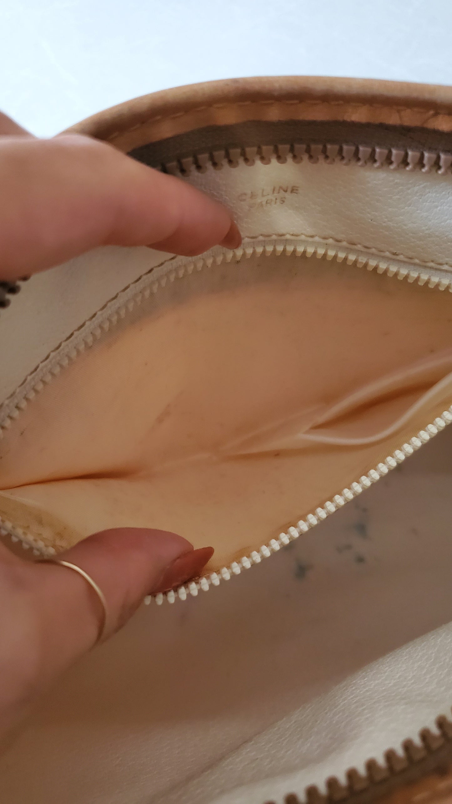 Authentic Vintage Celine Upcycle White Purse on Chain