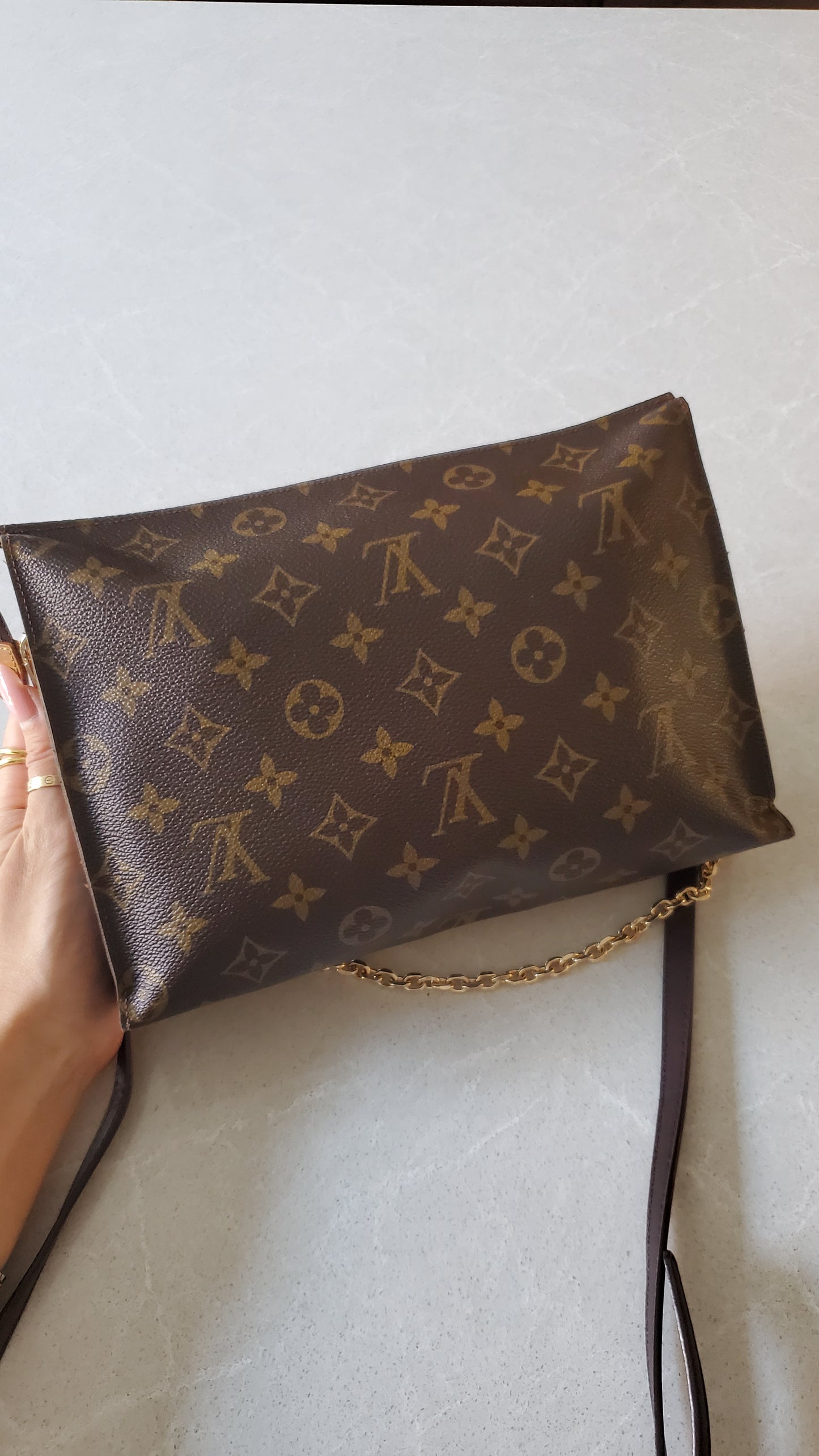 Authentic Vintage Louis Vuitton Upcycle Pouch on Chain & Strap