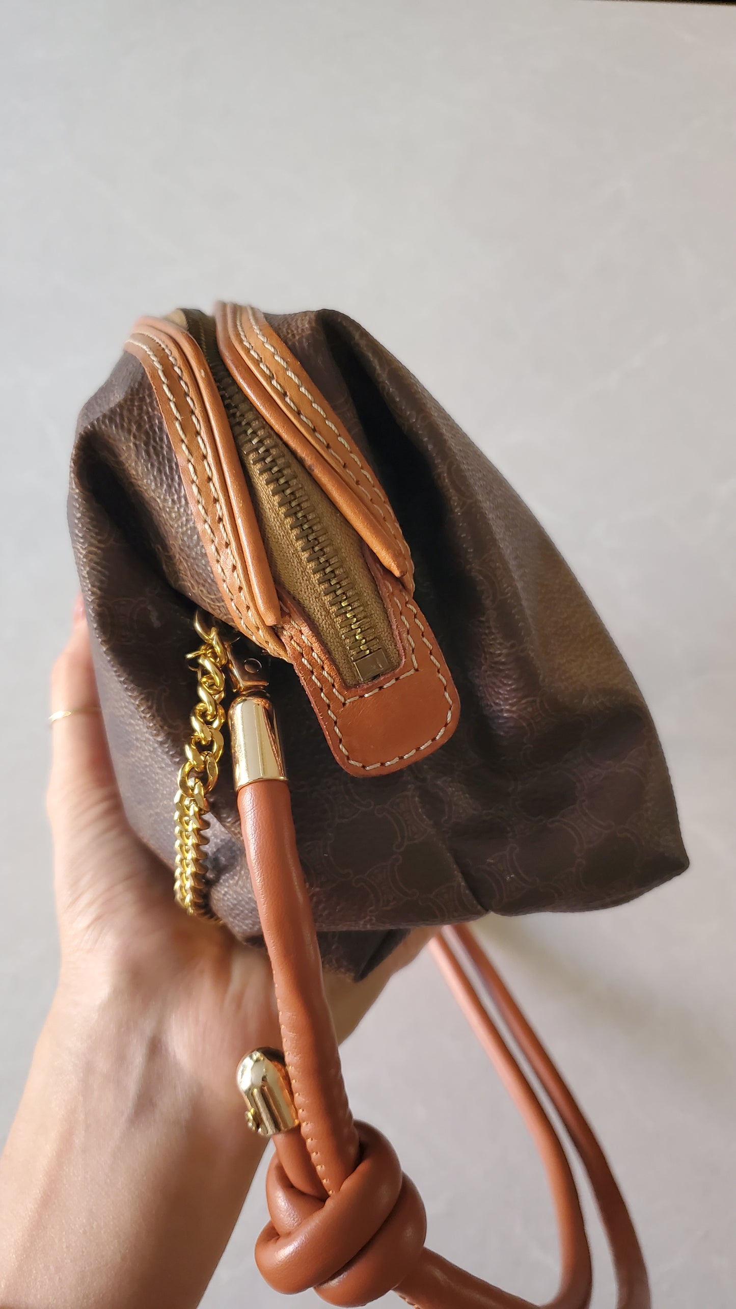 Authentic Vintage Celine Upcycle Purse on Strap & Chain