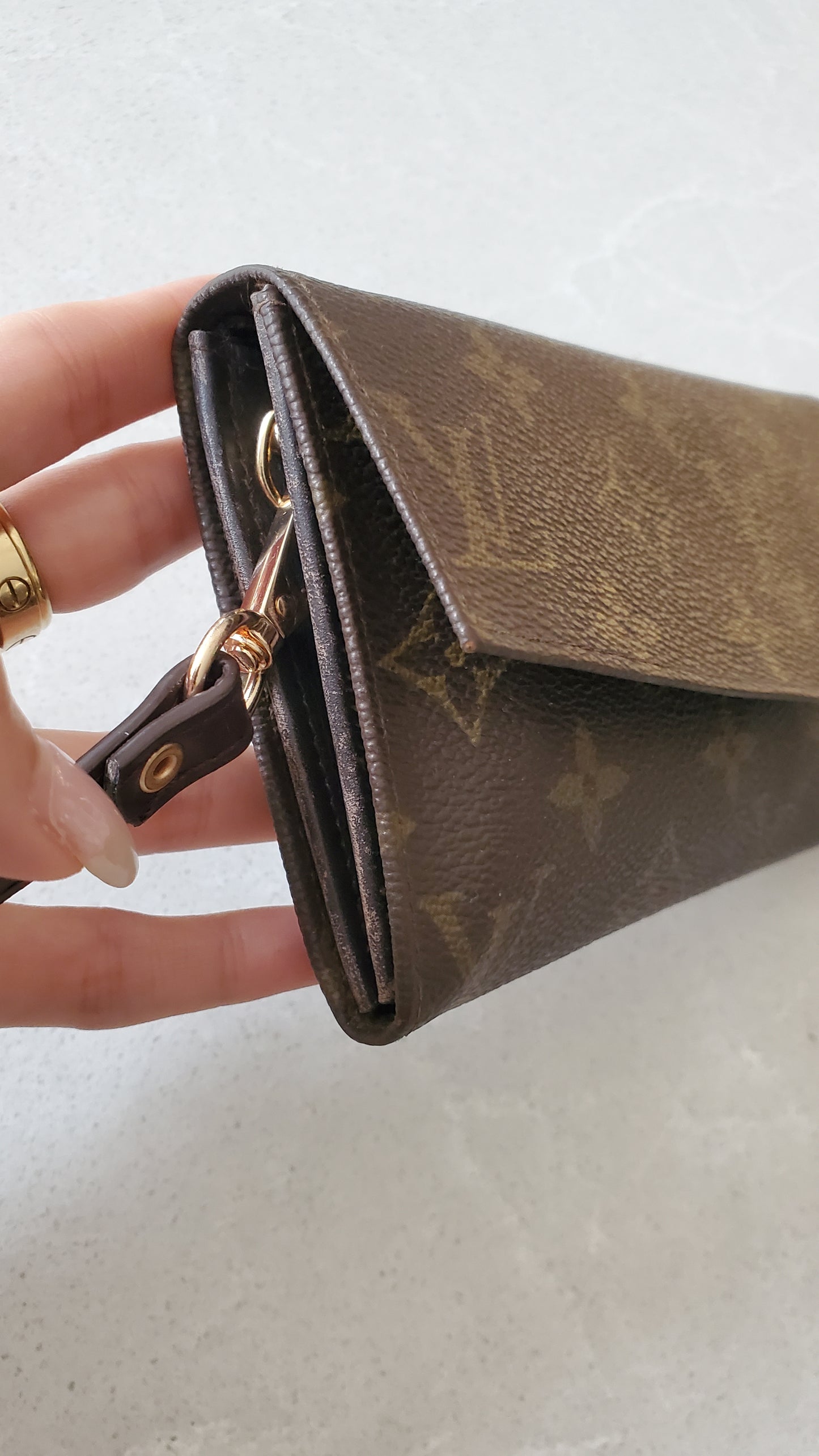 Authentic Vintage Louis Vuitton Monogram Upcycle Long Wallet on Strap