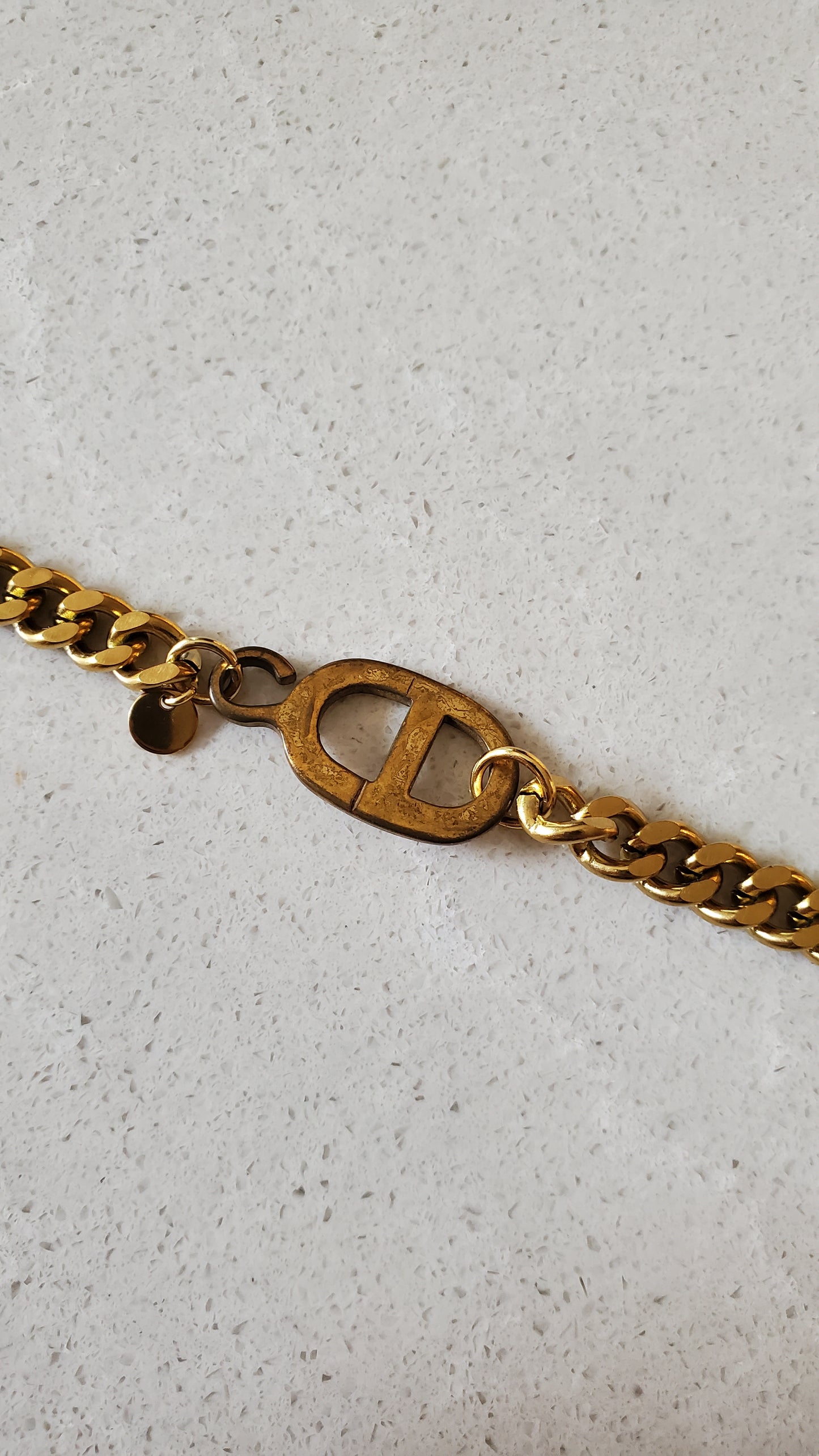 Authentic Vintage Dior Upcycle Gold Cuban Chain Bracelet