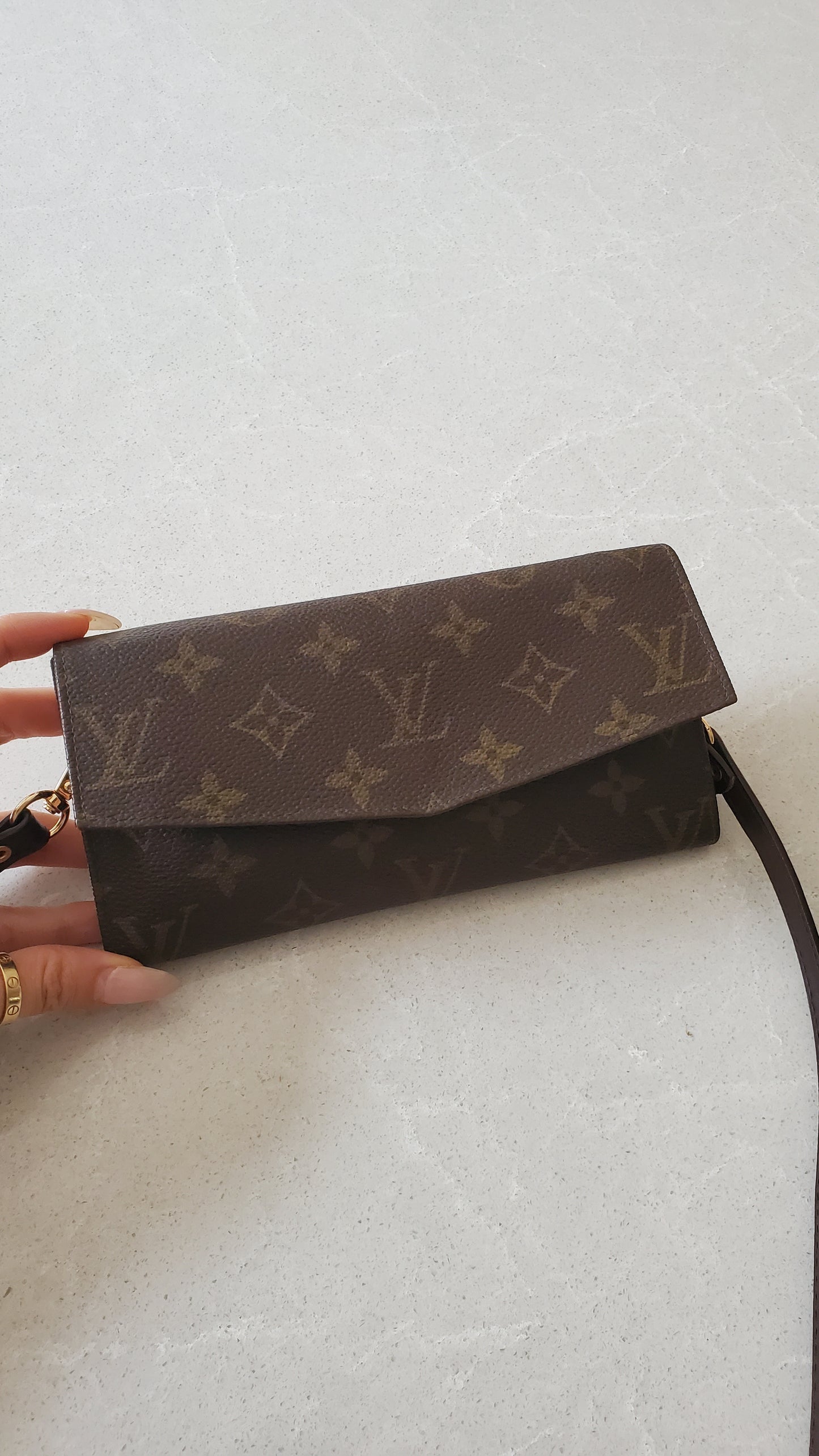 Authentic Vintage Louis Vuitton Monogram Upcycle Long Wallet on Strap