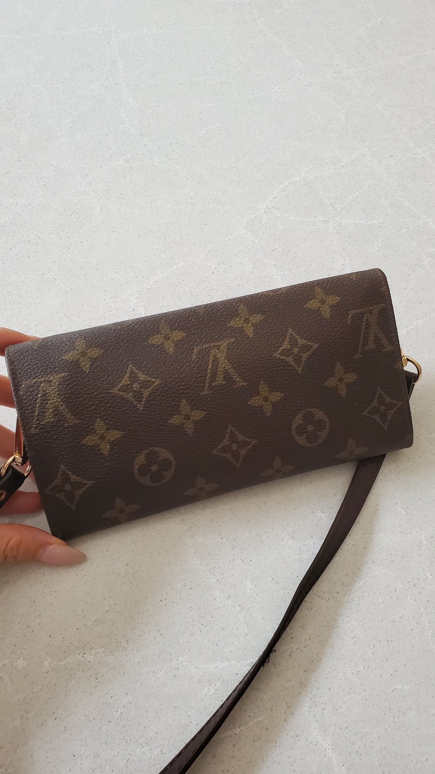 Authentic Vintage Louis Vuitton Monogram Upcycle Long Wallet on Strap