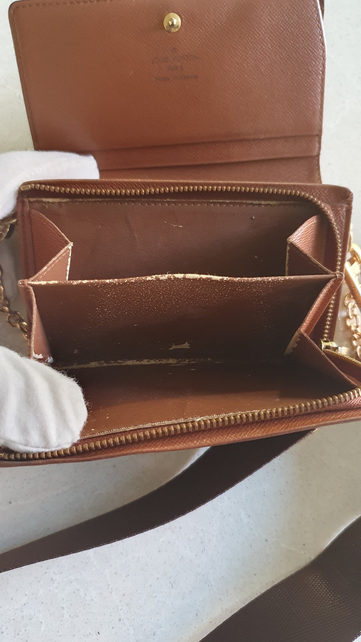 Authentic Vintage Louis Vuitton Upcycle Small Wallet with Strap and Chain