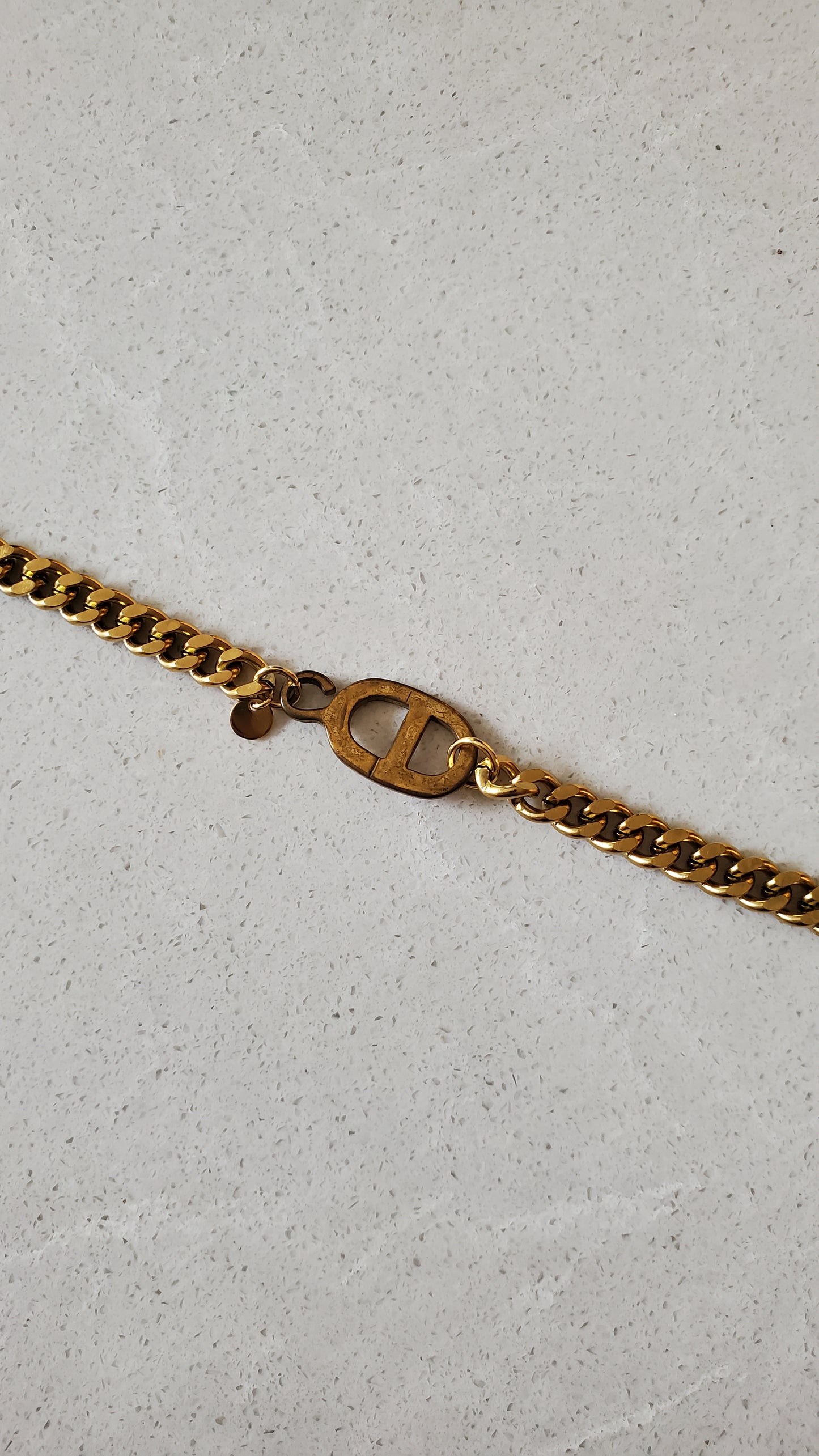 Authentic Vintage Dior Upcycle Gold Cuban Chain Bracelet