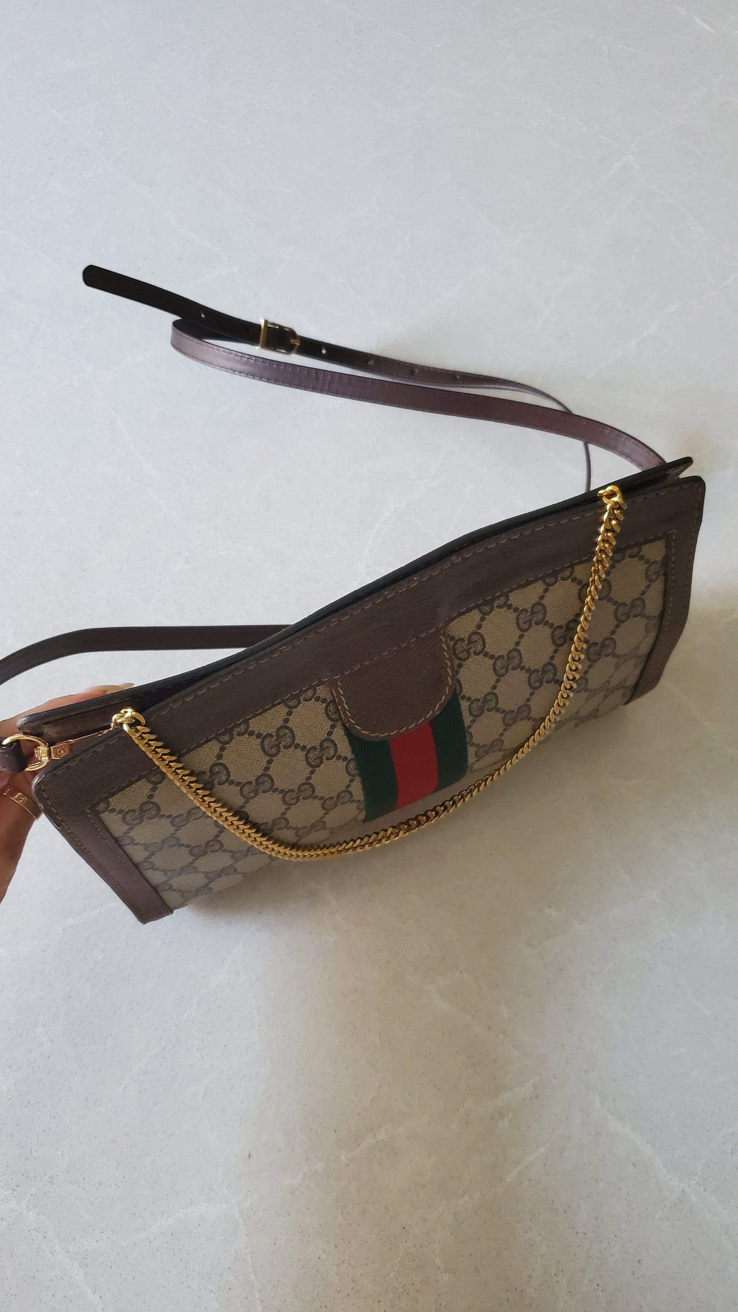 Authentic Vintage Gucci Upcycle Purse on Strap and Chain