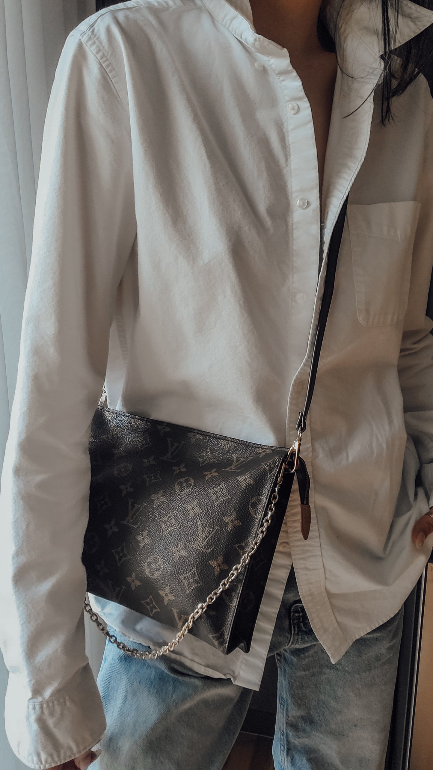 Authentic Vintage Louis Vuitton Upcycle Pouch on Chain & Strap