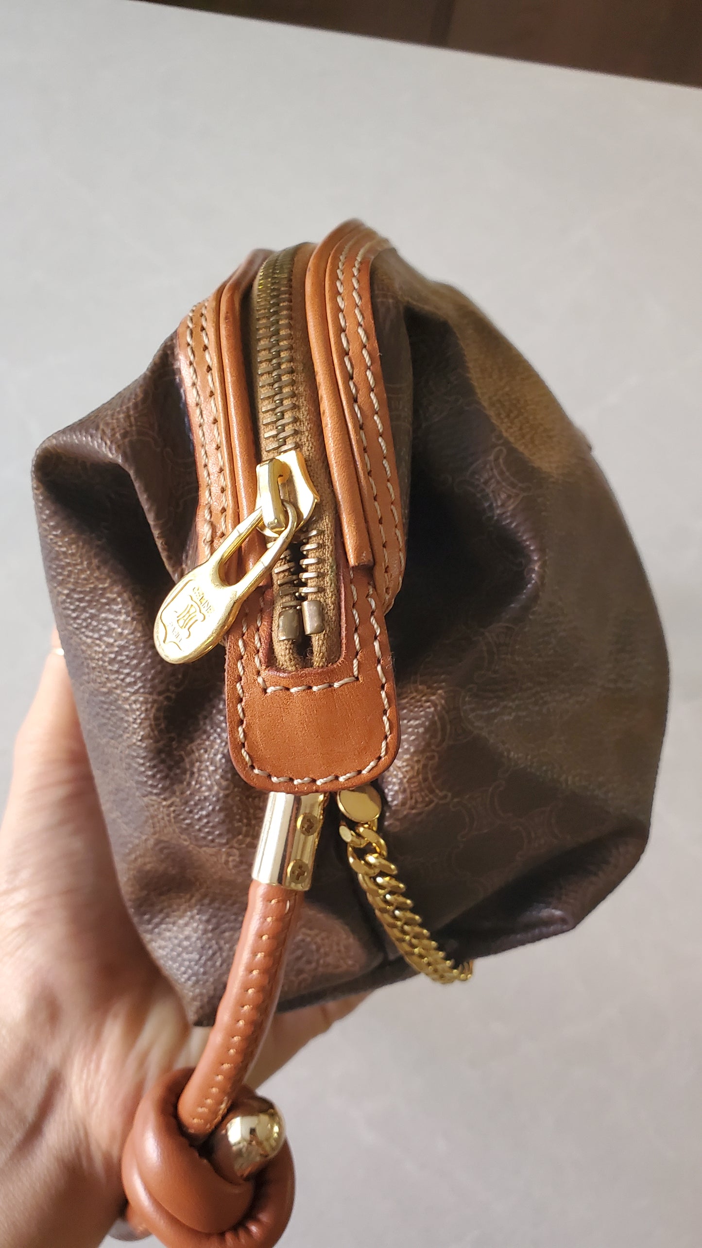 Authentic Vintage Celine Upcycle Purse on Strap & Chain