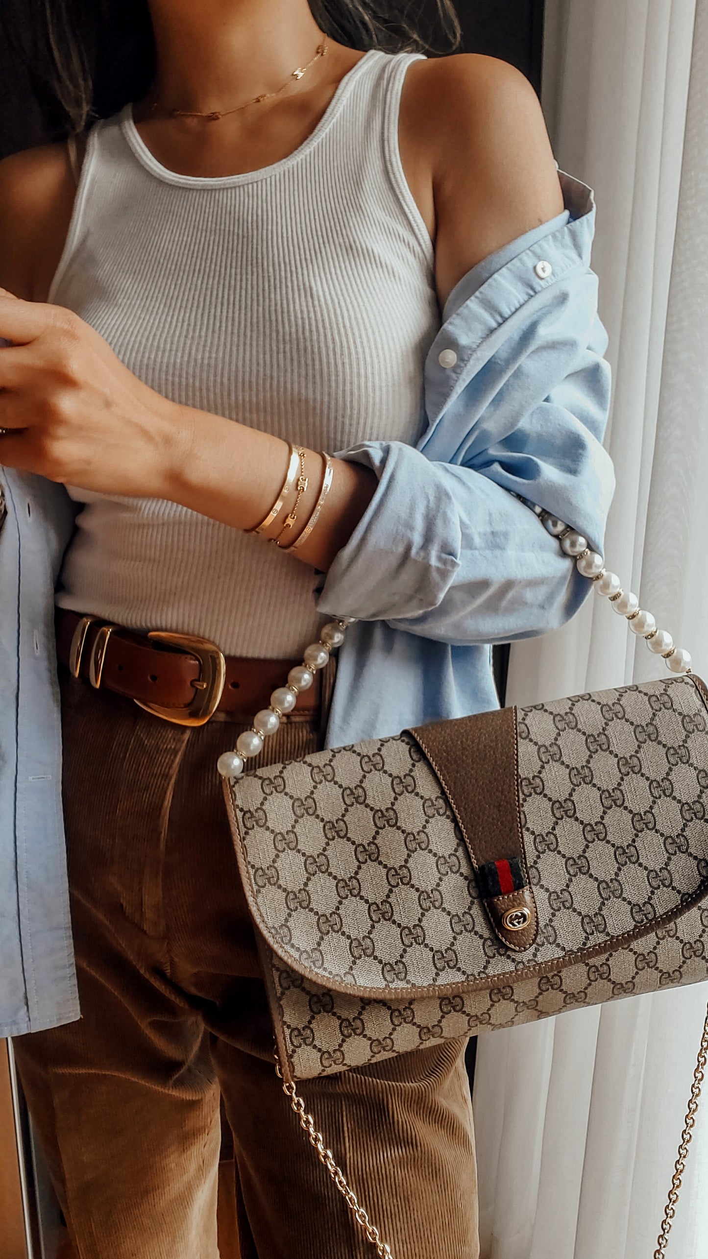 Authentic Vintage Gucci Upcycle Purse on Chains (with pearls)