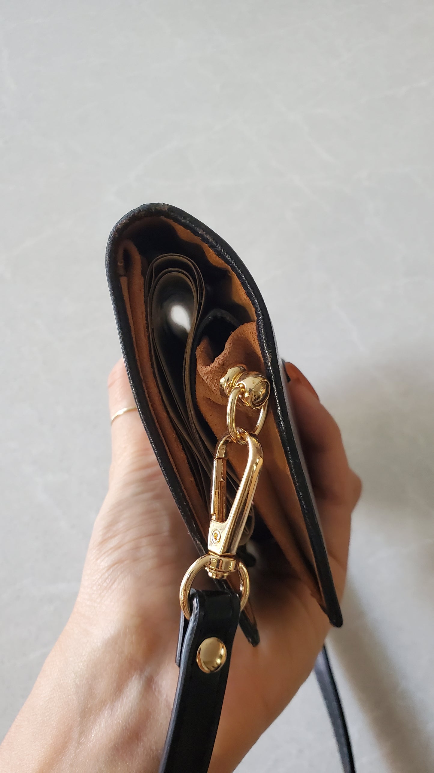 Authentic Vintage Celine Upcycle Long Black Wallet on Strap