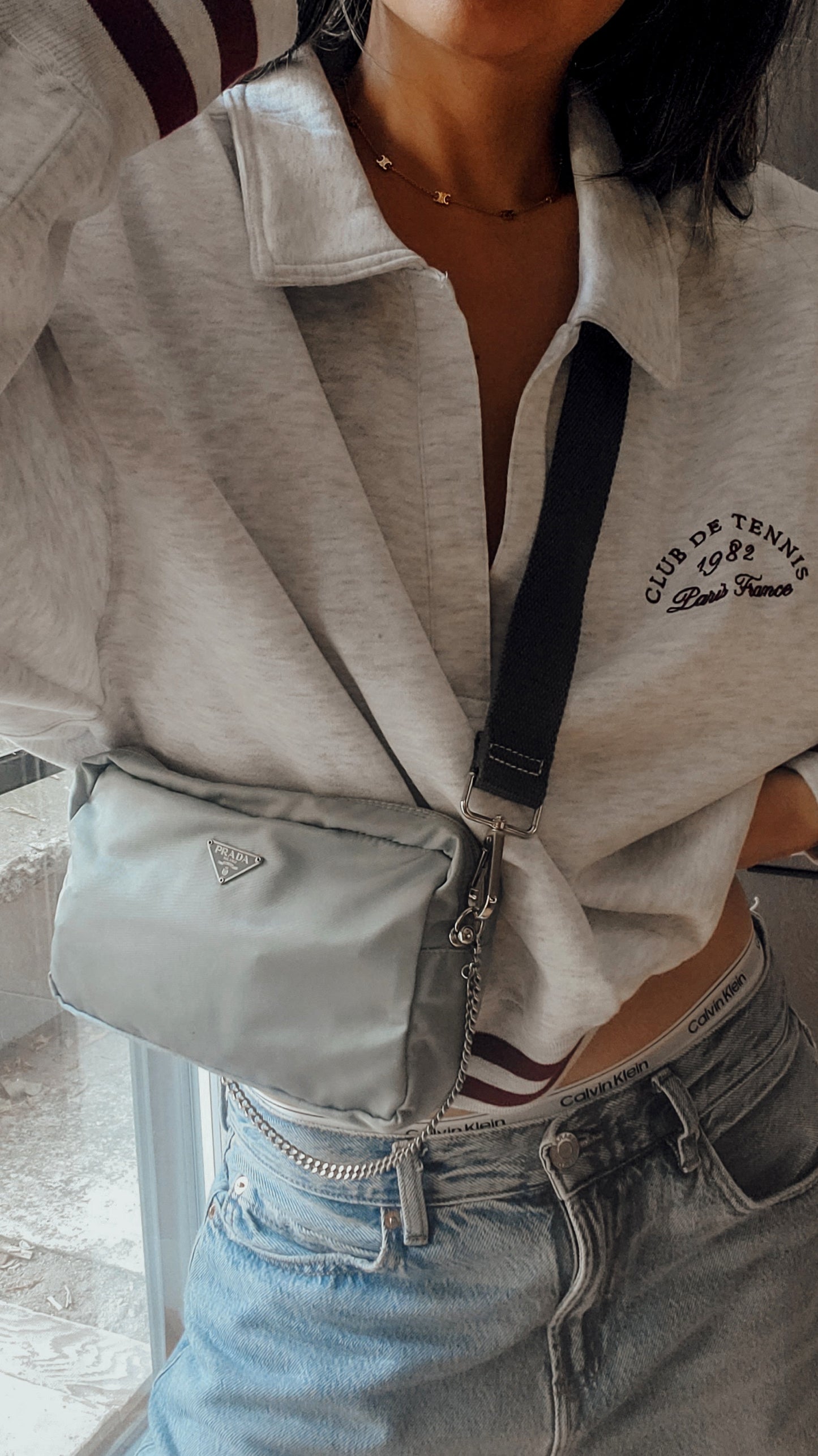 Authentic Prada Upcycle Nylon Pouch on Chain & Strap