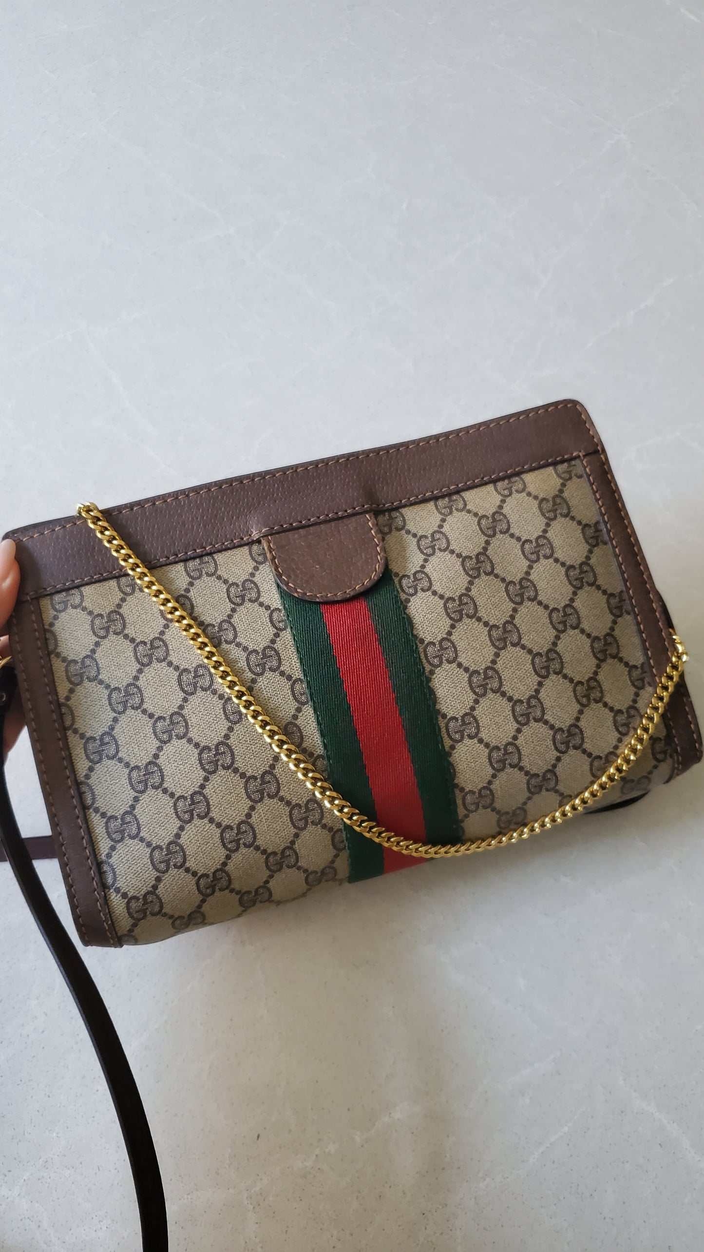 Authentic Vintage Gucci Upcycle Purse on Strap and Chain