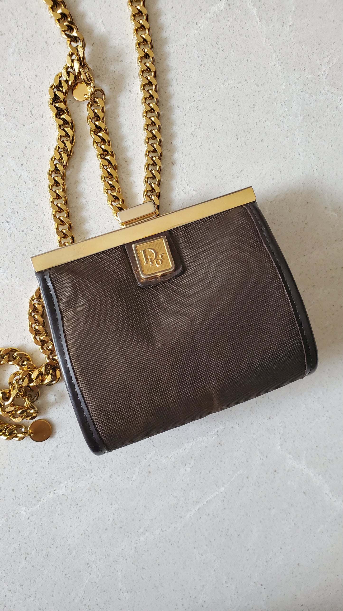 Authentic Vintage Dior Upcycle Versatile Black Mini Pouch on Chain