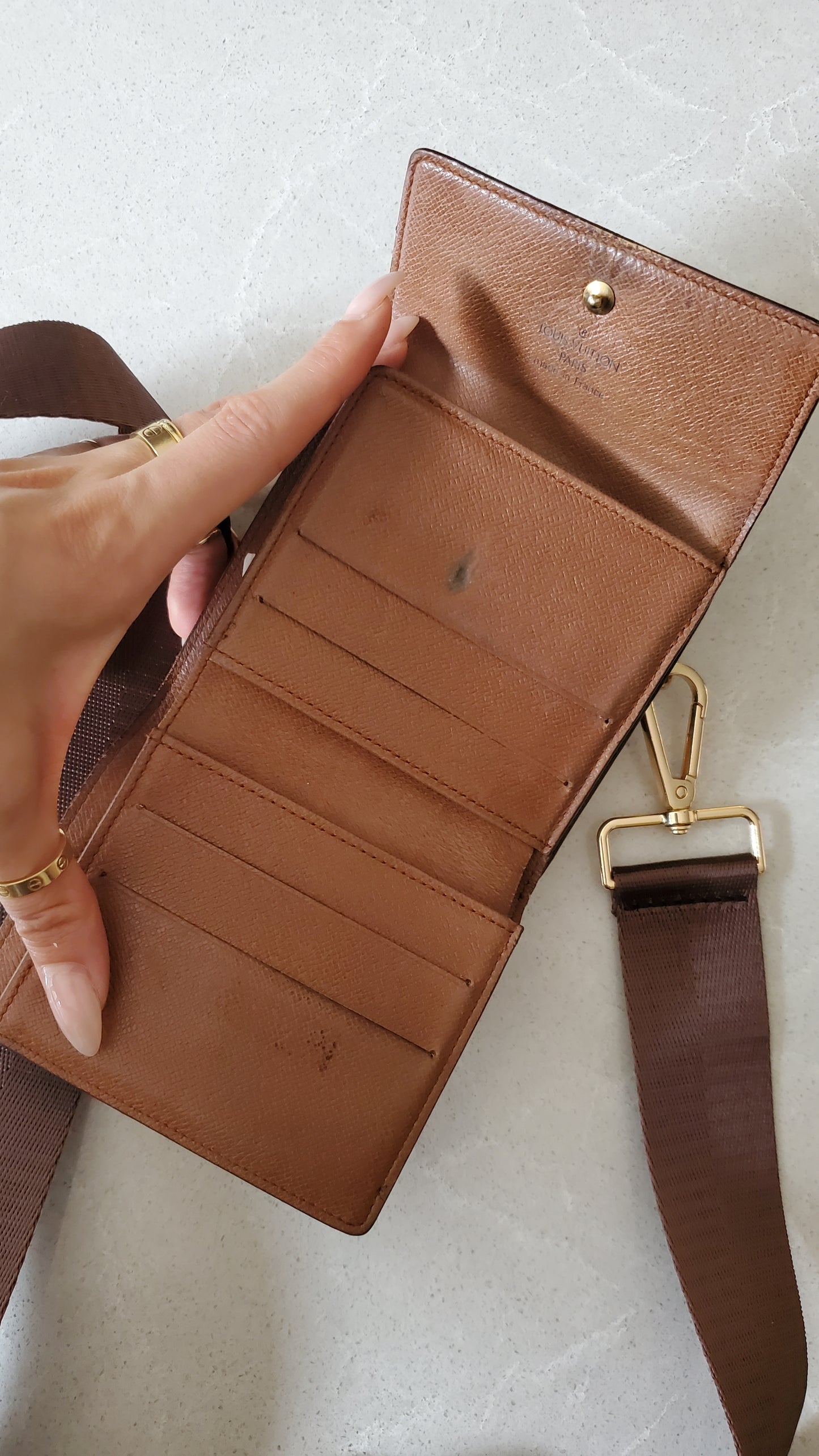 Authentic Vintage Louis Vuitton (TH1916) Upcycle Small Wallet on Chain & Strap