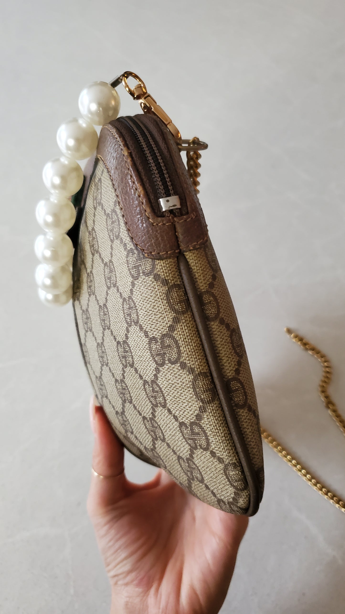 Authentic Vintage Gucci Upcycle Purse on Chains (with pearls chain)