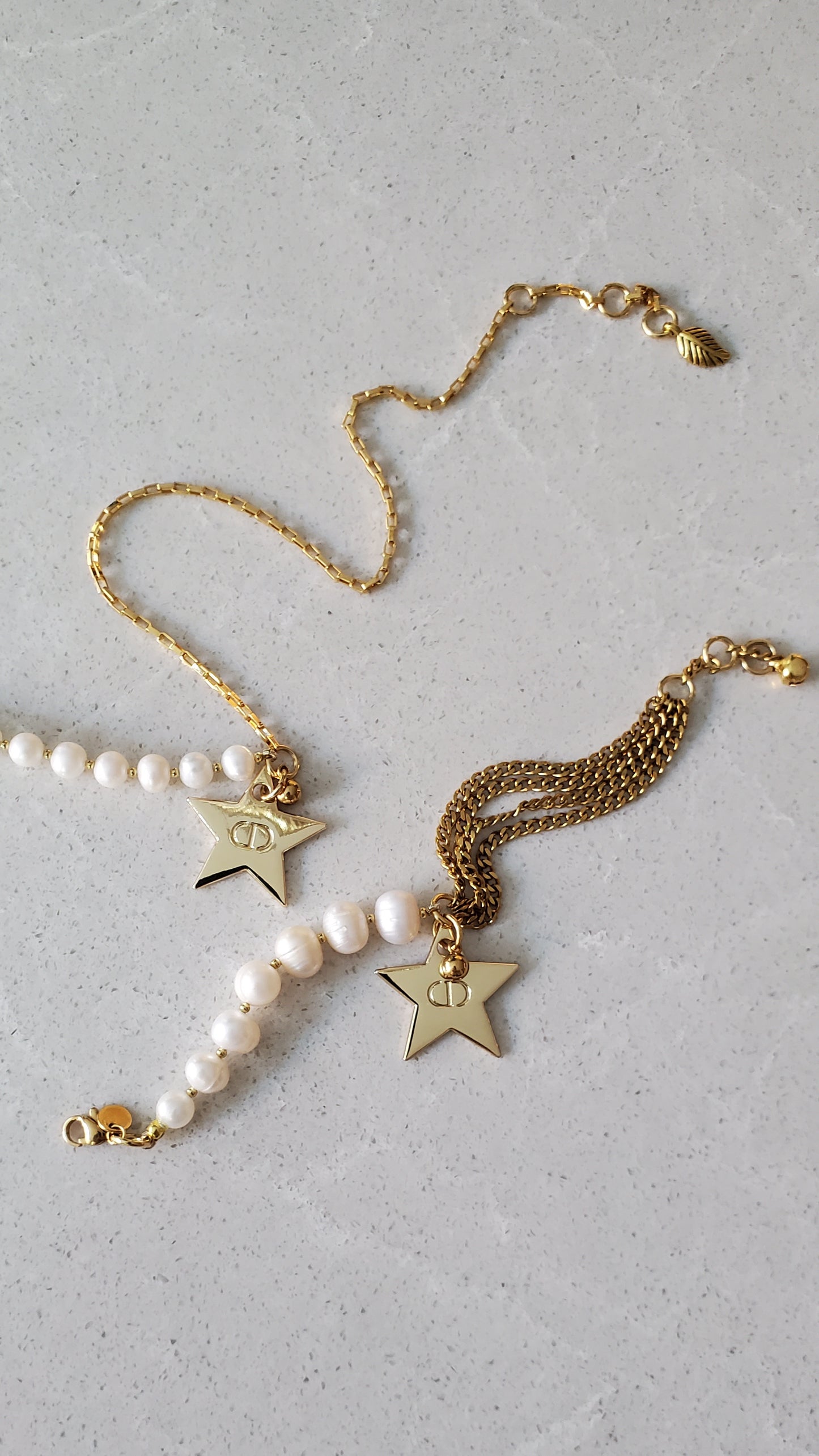 Authentic Dior (Star) Upcycle Handmade Real Freshwater Half Pearl Bracelet