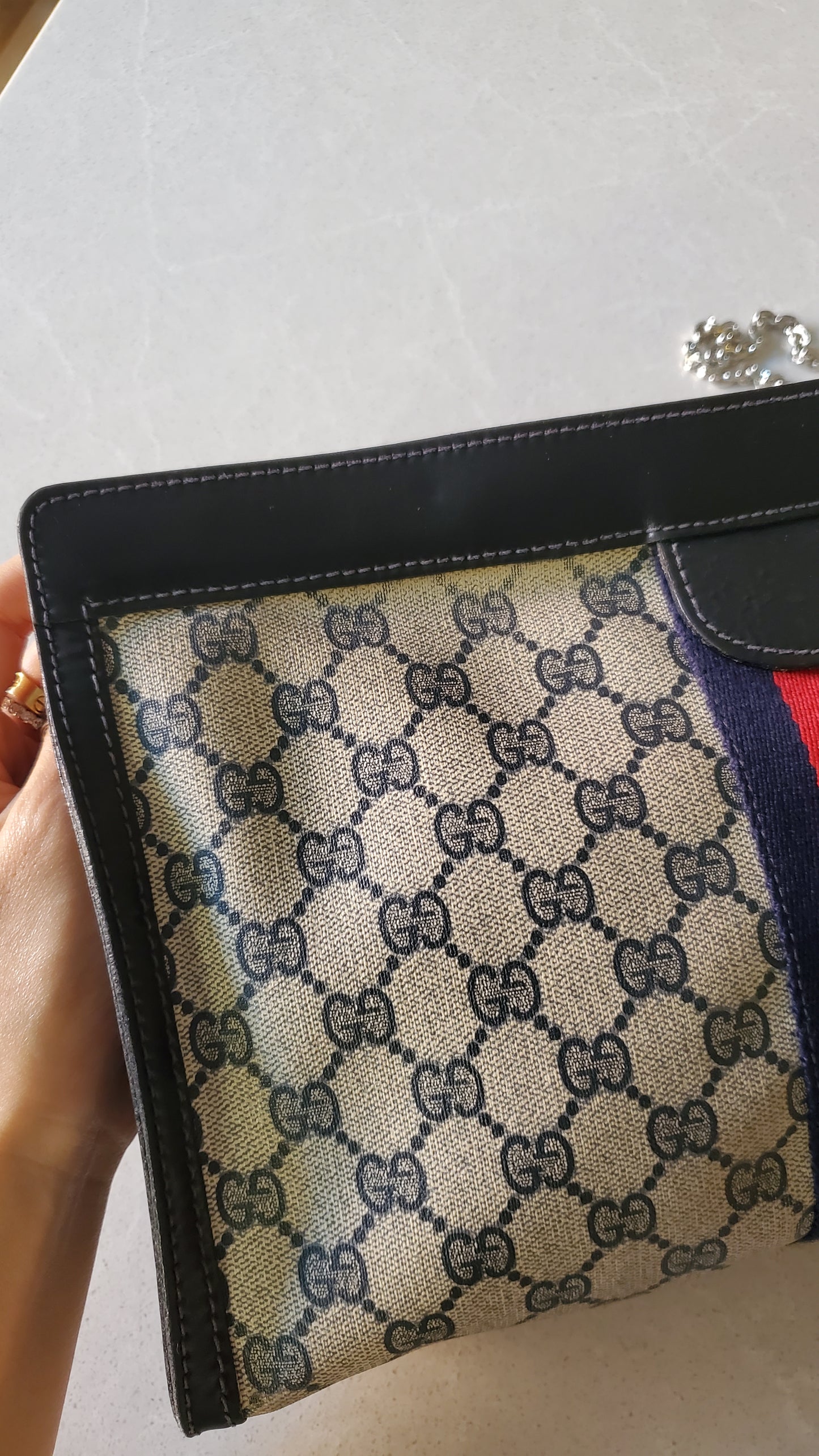 Authentic Vintage Upcycle Gucci Large Bag on Chains (with velcro closing)