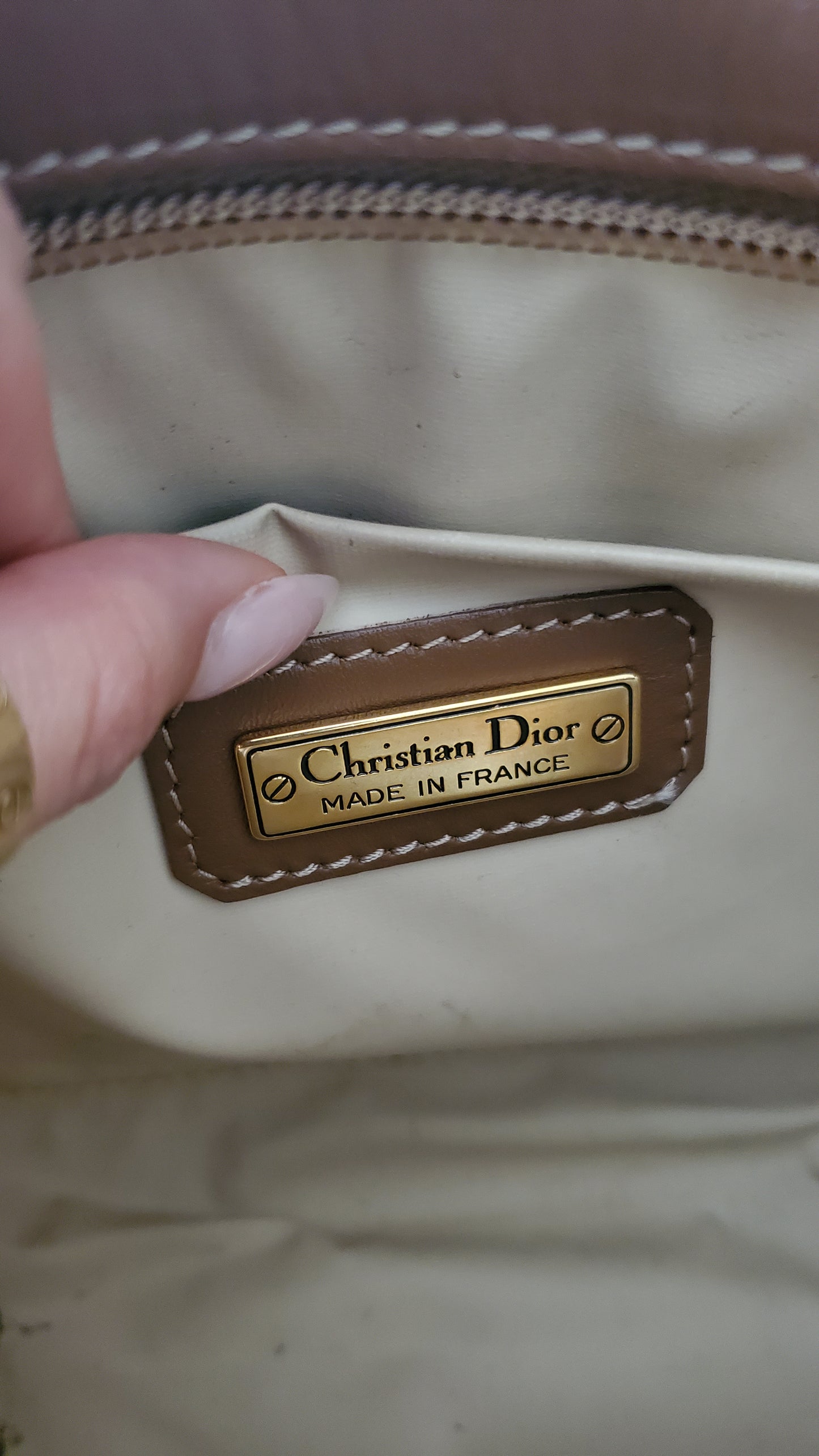 Authentic Vintage Dior Tan Purse on Strap & Chain