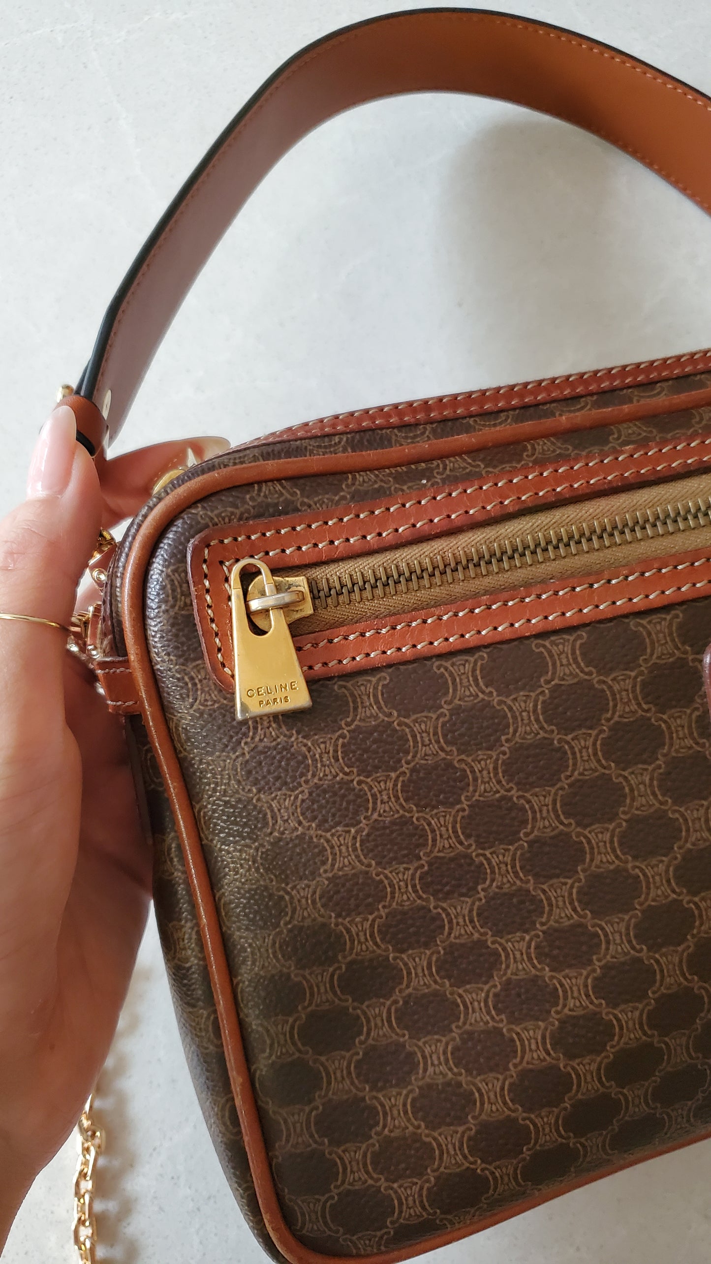 Authentic Vintage Celine Upcycle Purse on Chain & Strap