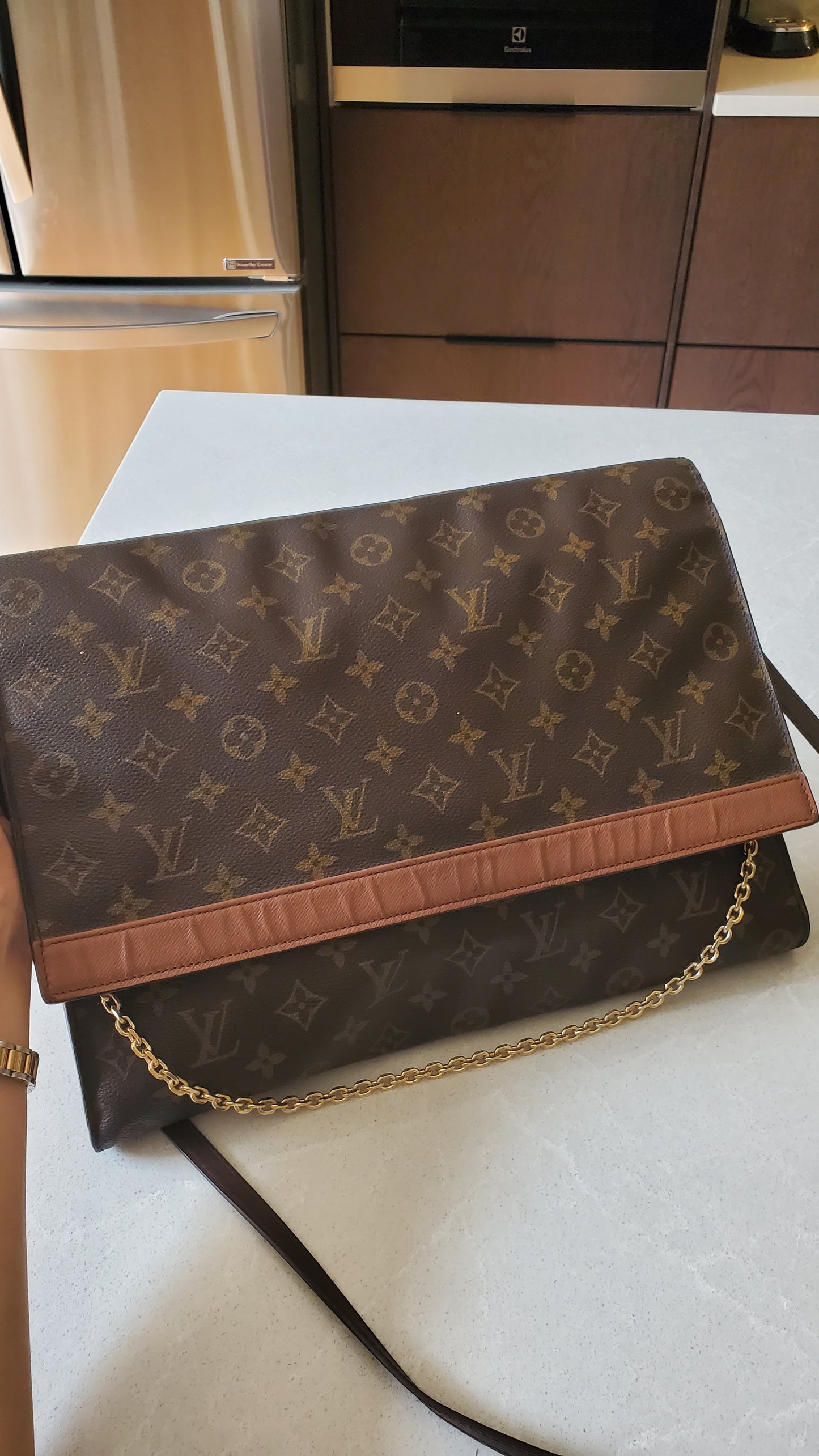 Authentic Vintage Louis Vuitton Upcycle (Large) Purse on Strap & Chain
