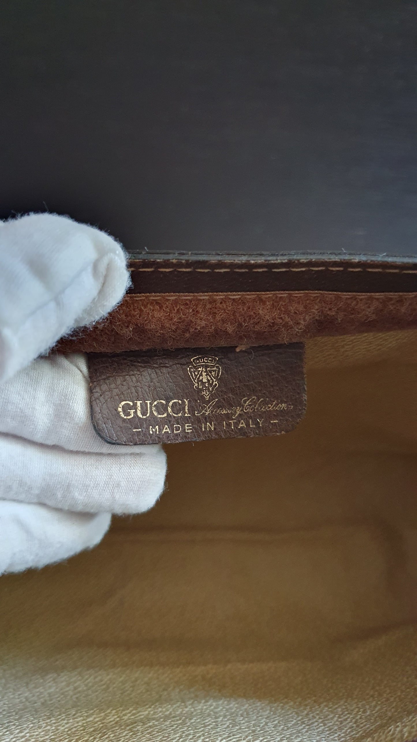 Authentic Vintage Gucci Upcycle Brown Purse (with velcro closing) with Adjustable Strap & Chain