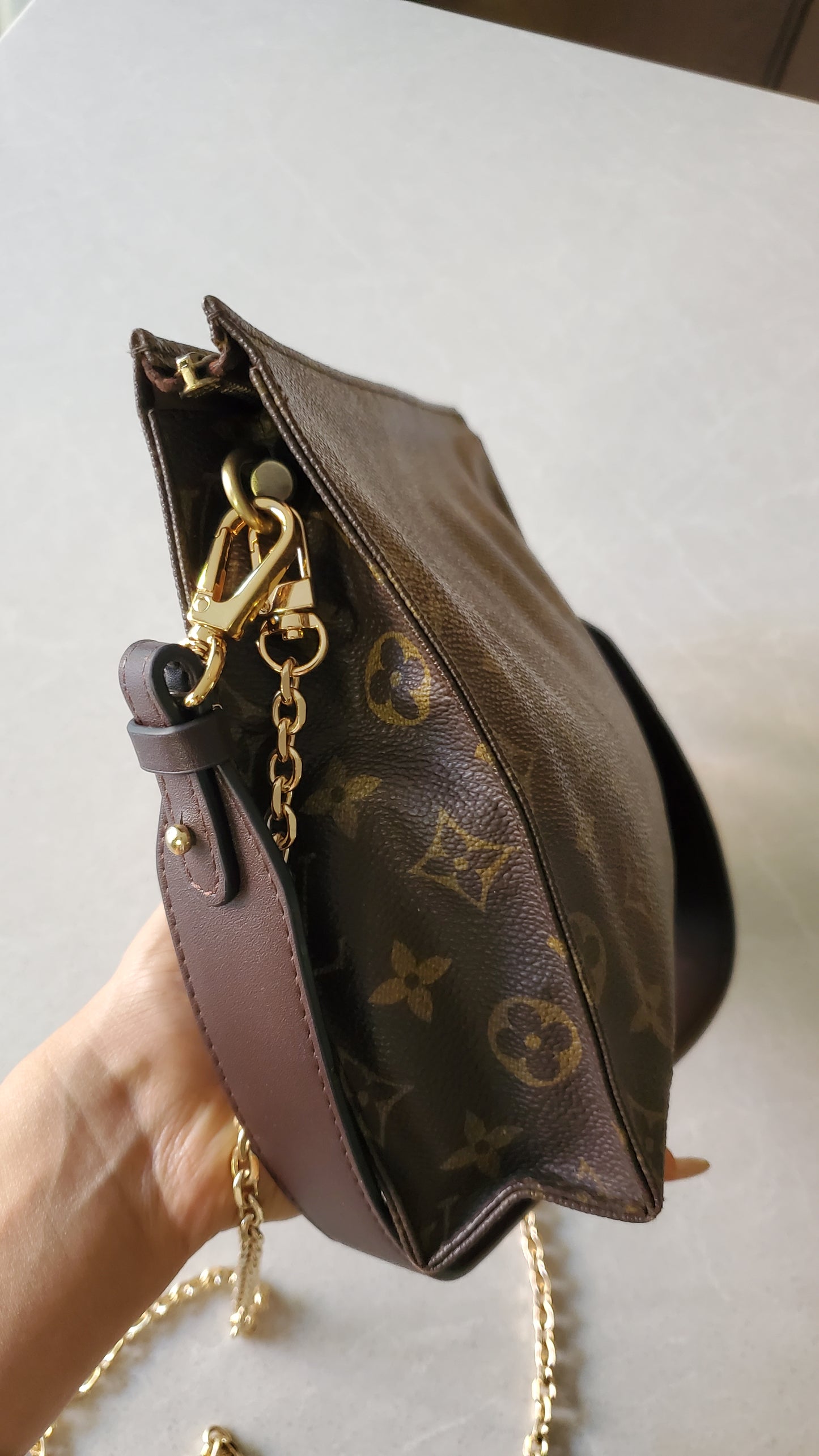 Authentic Vintage Louis Vuitton Upcycle Pouch on Chain & Strap