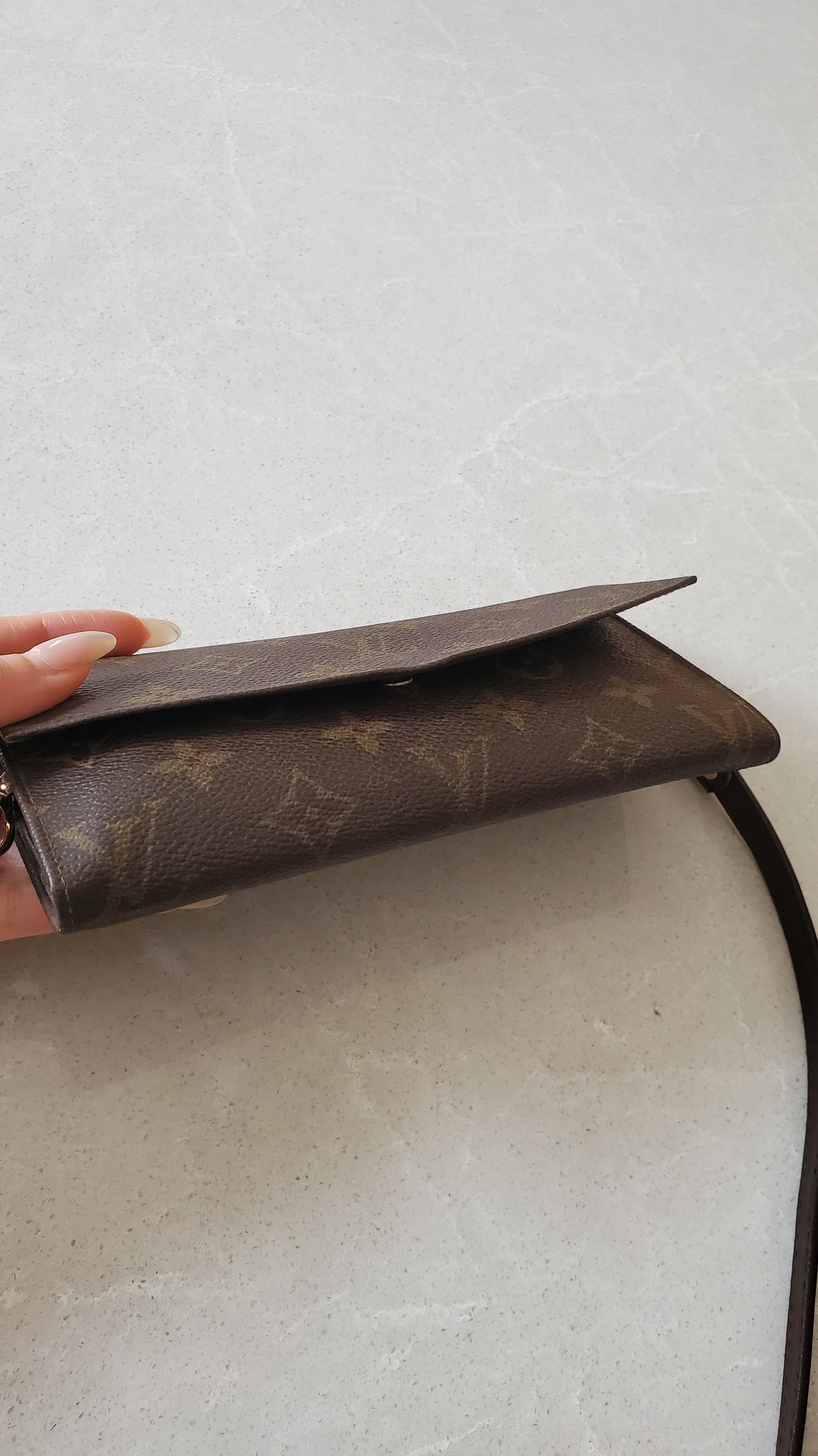Authentic Vintage Louis Vuitton Monogram Upcycle Long Wallet on Strap