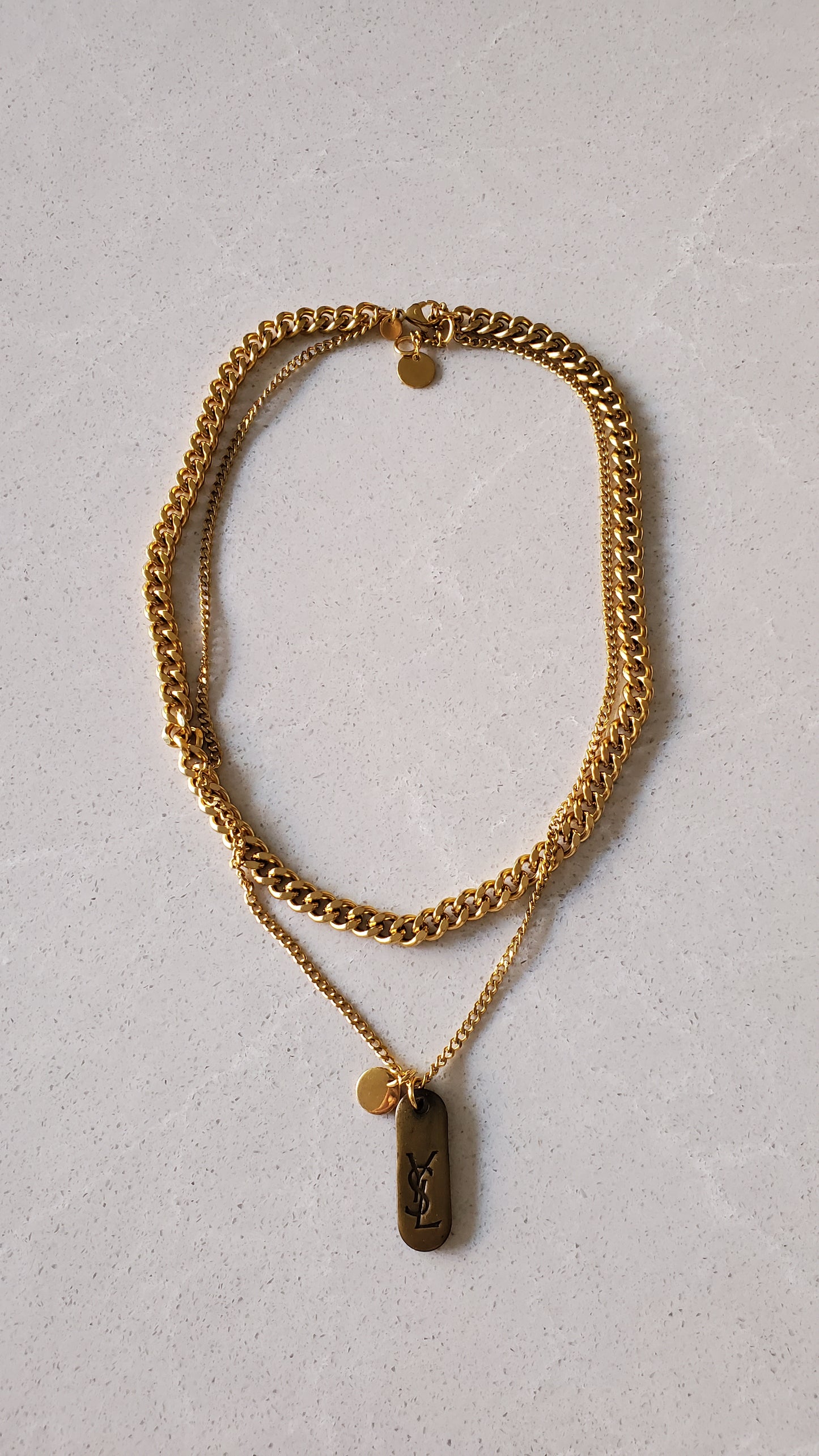 Authentic Yves Saint Laurent Upcycle Double Layers Necklace
