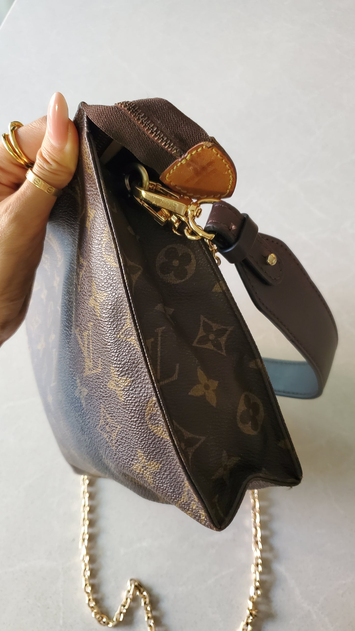Authentic Vintage Louis Vuitton Upcycle Pouch on Chain & Strap
