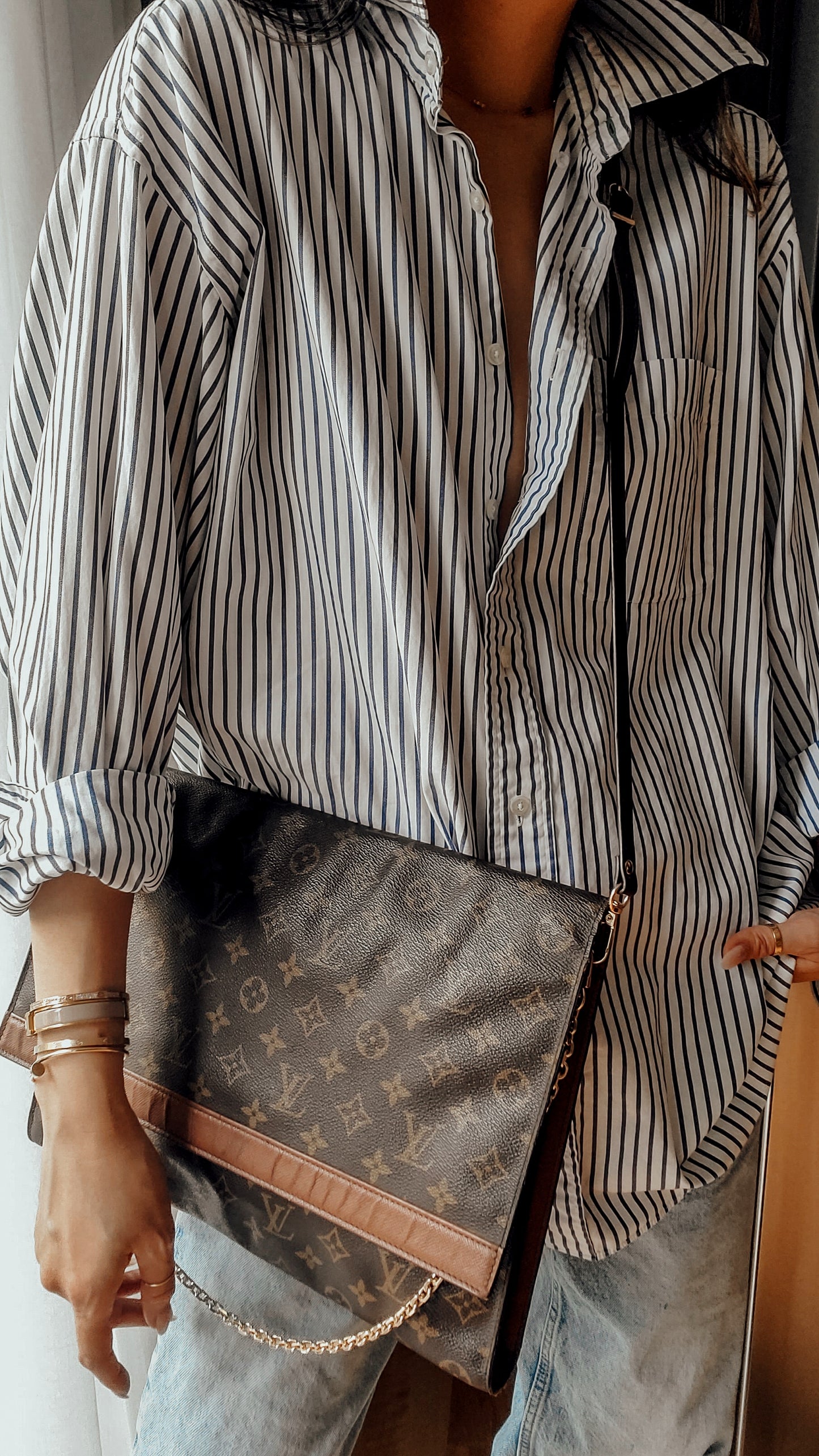 Authentic Vintage Louis Vuitton Upcycle (Large) Purse on Strap & Chain